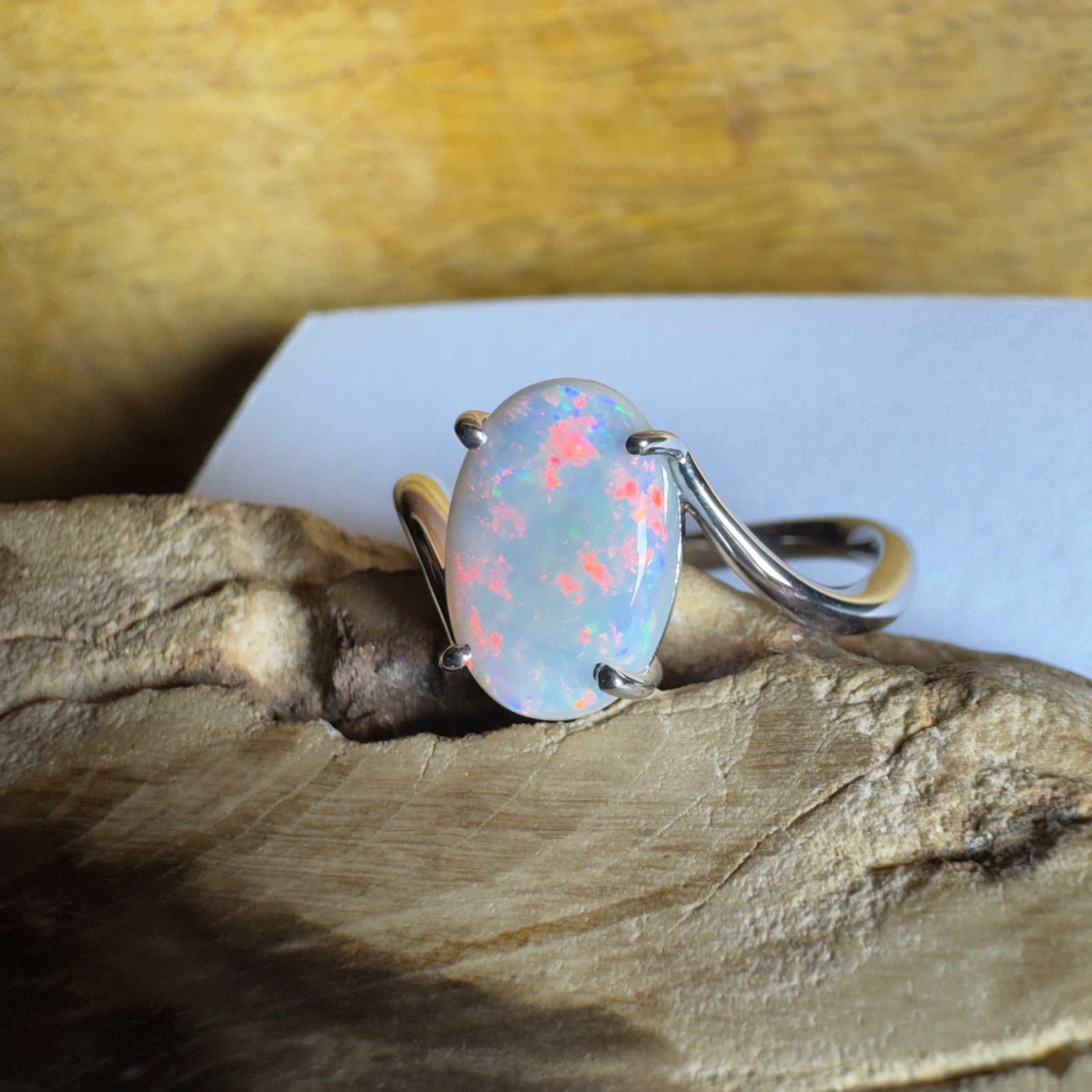 Noosa Sunset - 2ct Solid Coober Pedy Opal 925 Silver Ring