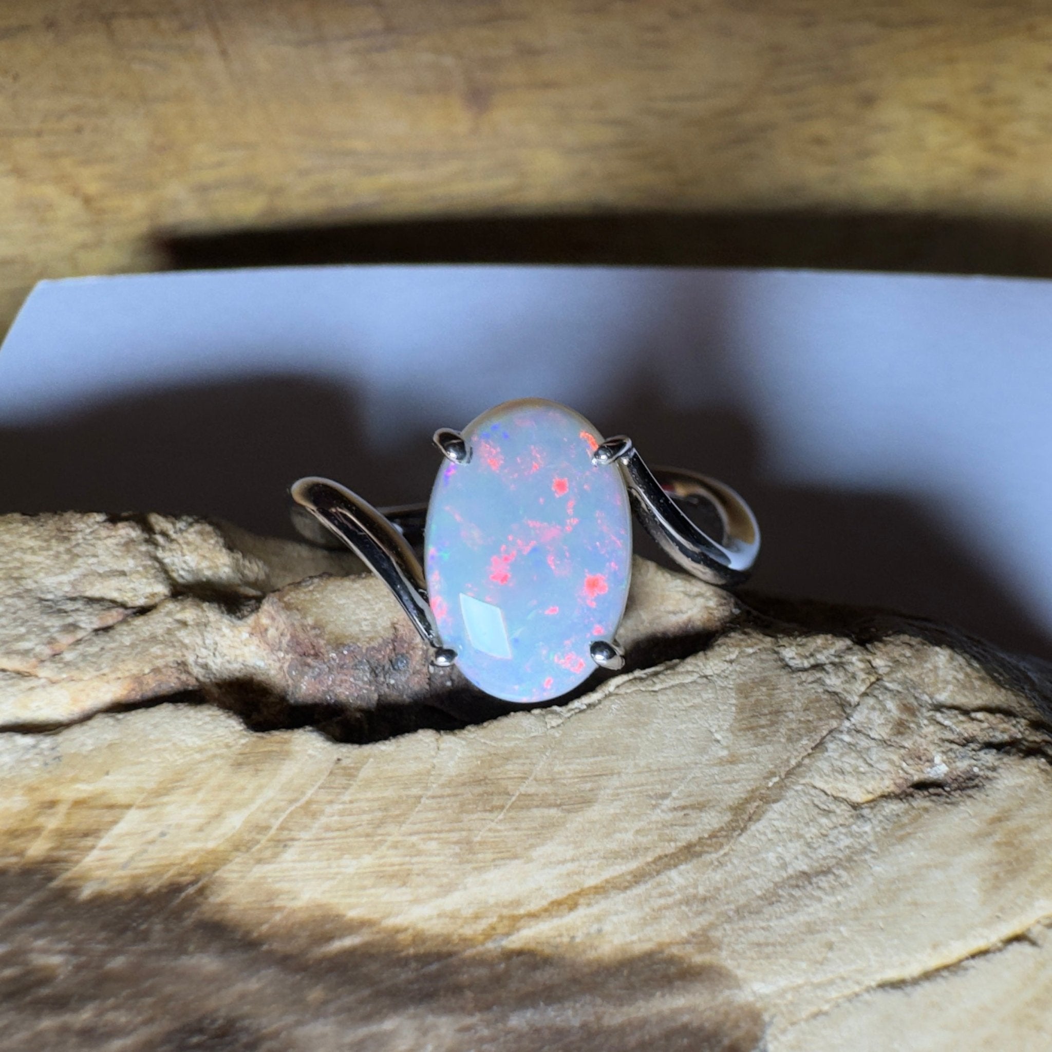 Noosa Sunset - 2ct Solid Coober Pedy Opal 925 Silver Ring