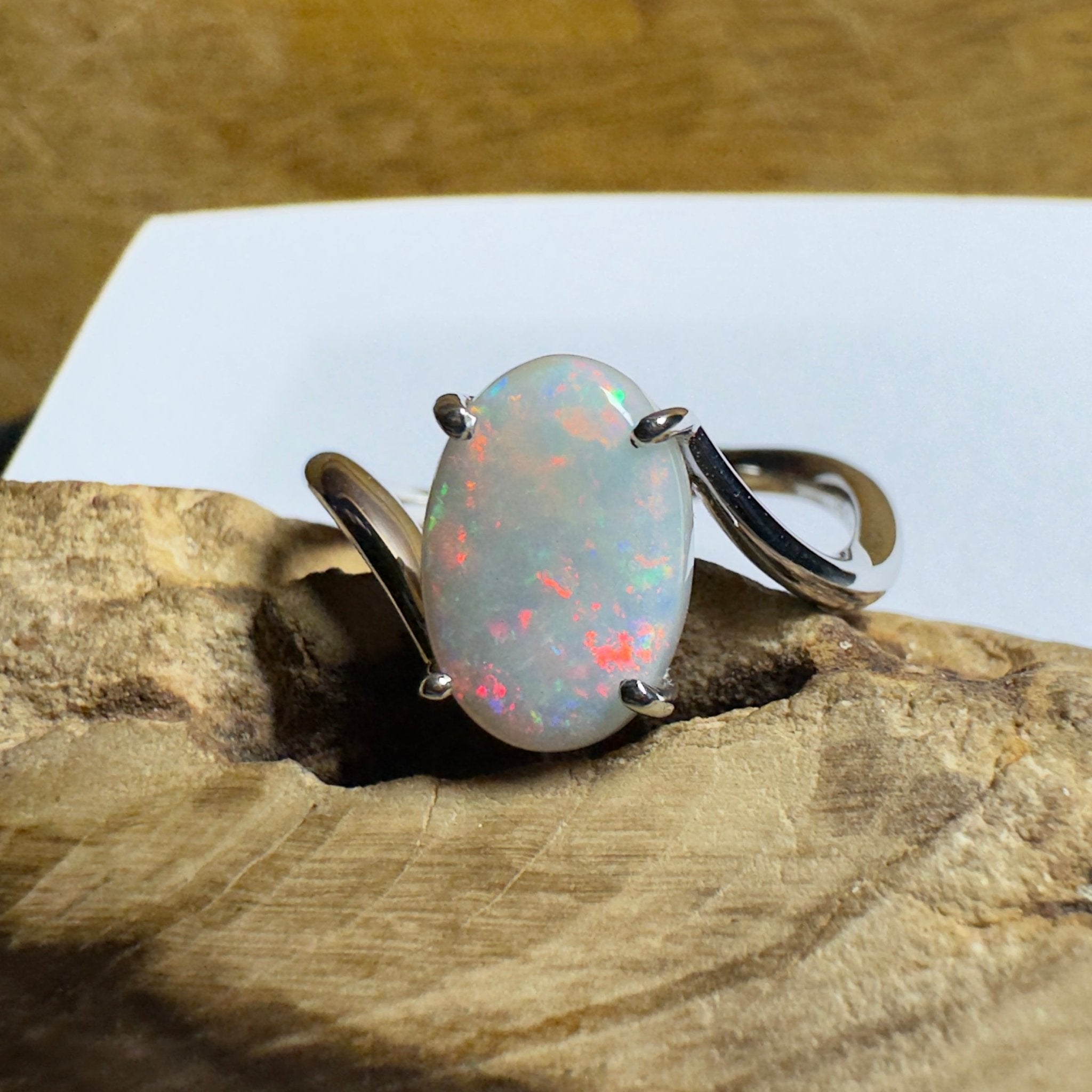 Noosa Sunset - 2ct Solid Coober Pedy Opal 925 Silver Ring