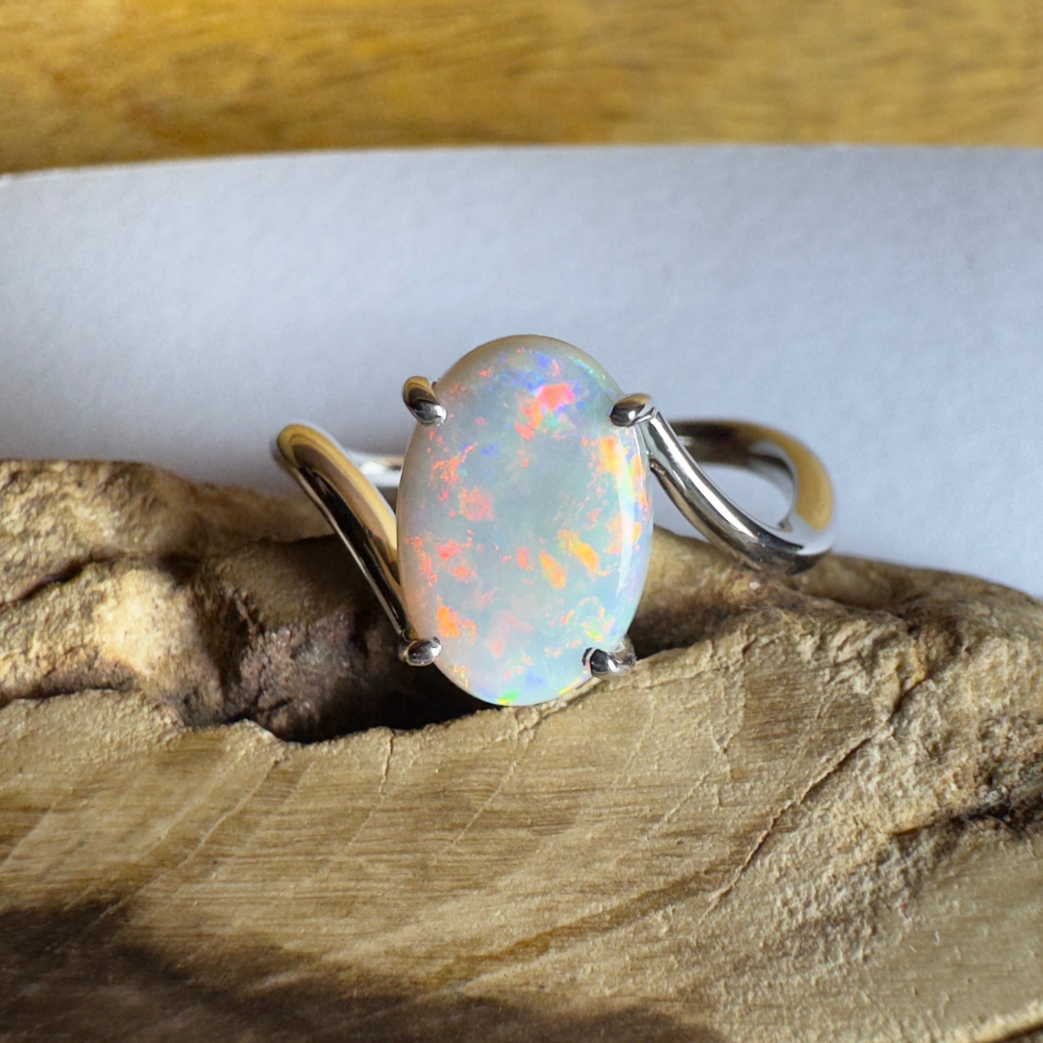 Noosa Sunset - 2ct Solid Coober Pedy Opal 925 Silver Ring