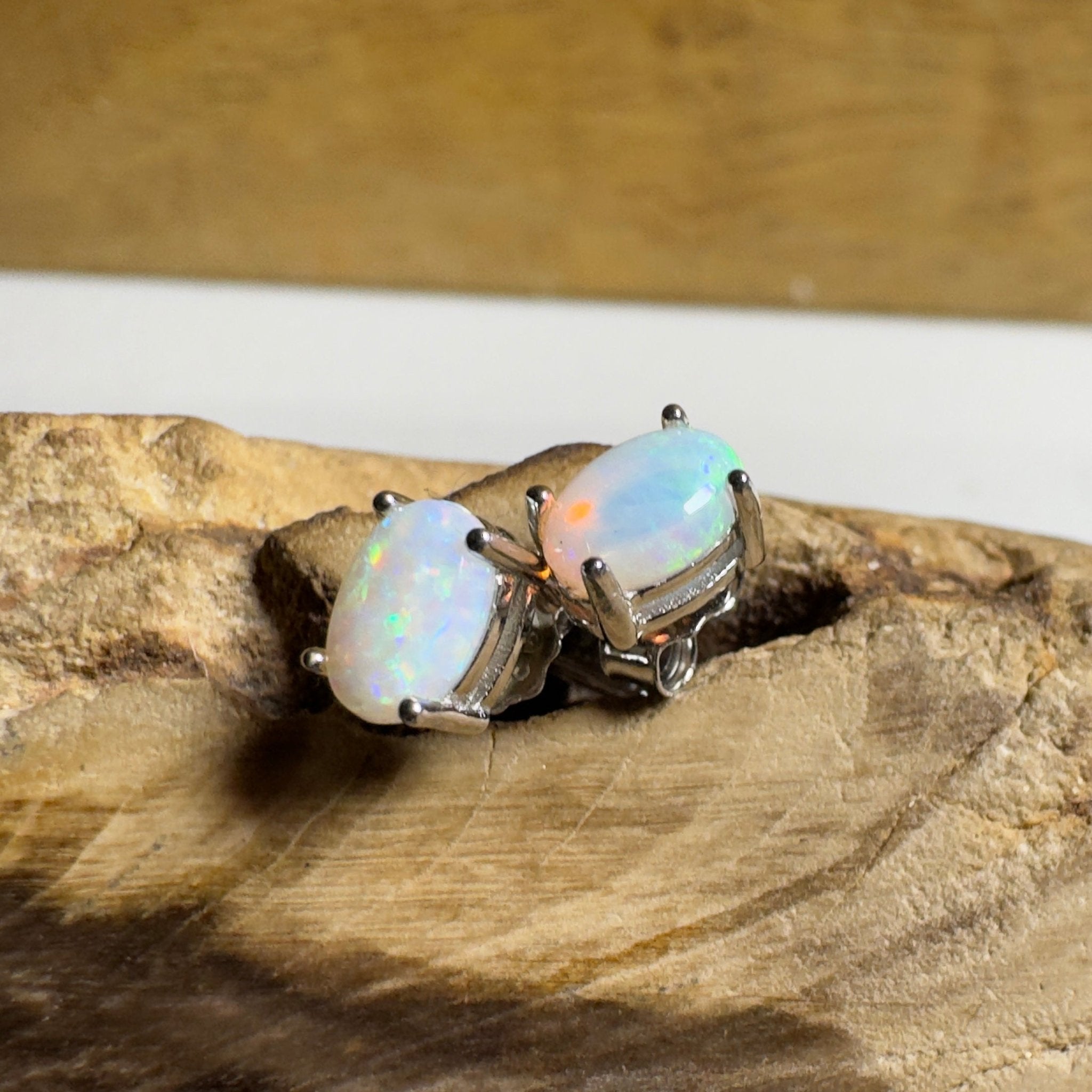 Northern Glow ~ 0.6ct Coober Pedy Opal Sterling Silver Earrings