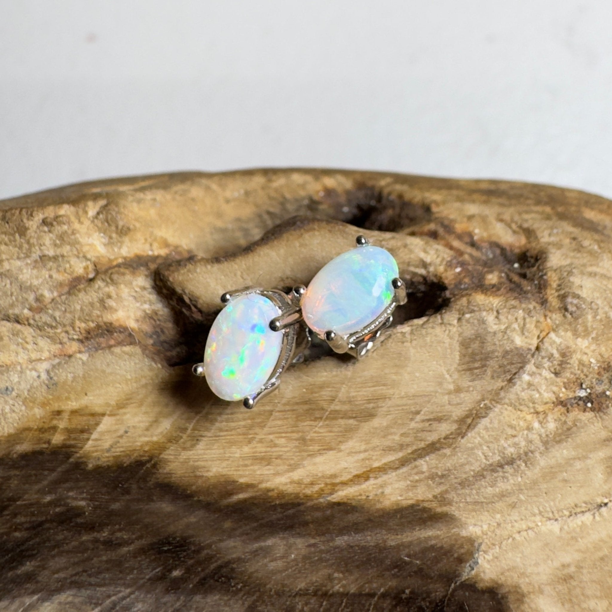 Northern Glow ~ 0.6ct Coober Pedy Opal Sterling Silver Earrings