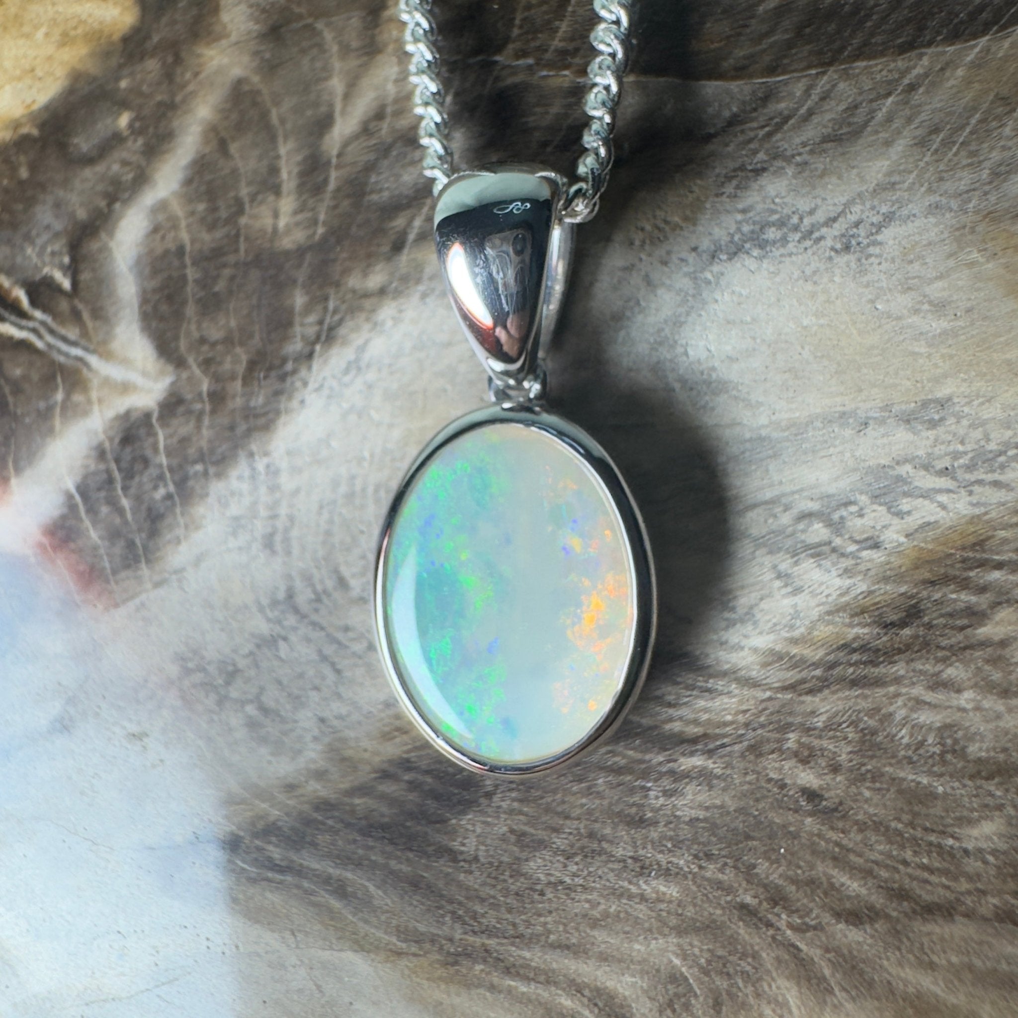 Nullarbor Dawnlight ~ 1.75ct Coober Pedy Opal 925 Silver Pendant