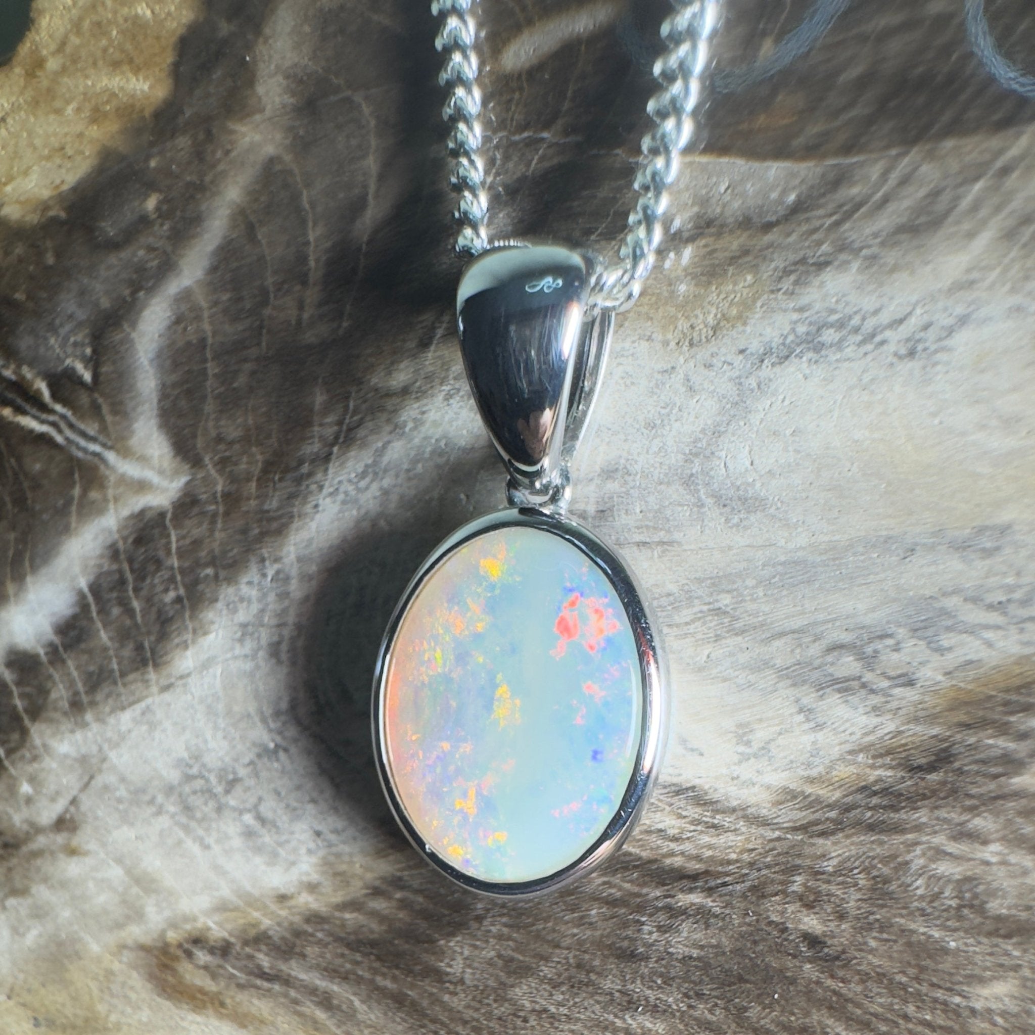 Nullarbor Dawnlight ~ 1.75ct Coober Pedy Opal 925 Silver Pendant