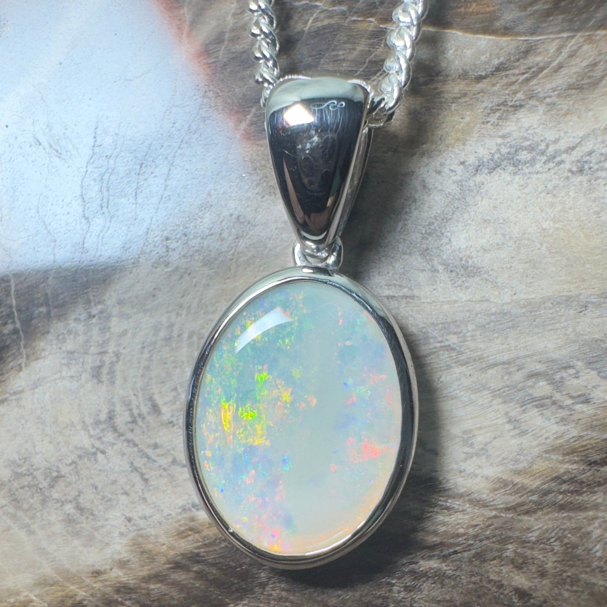 Nullarbor Dawnlight ~ 1.75ct Coober Pedy Opal 925 Silver Pendant