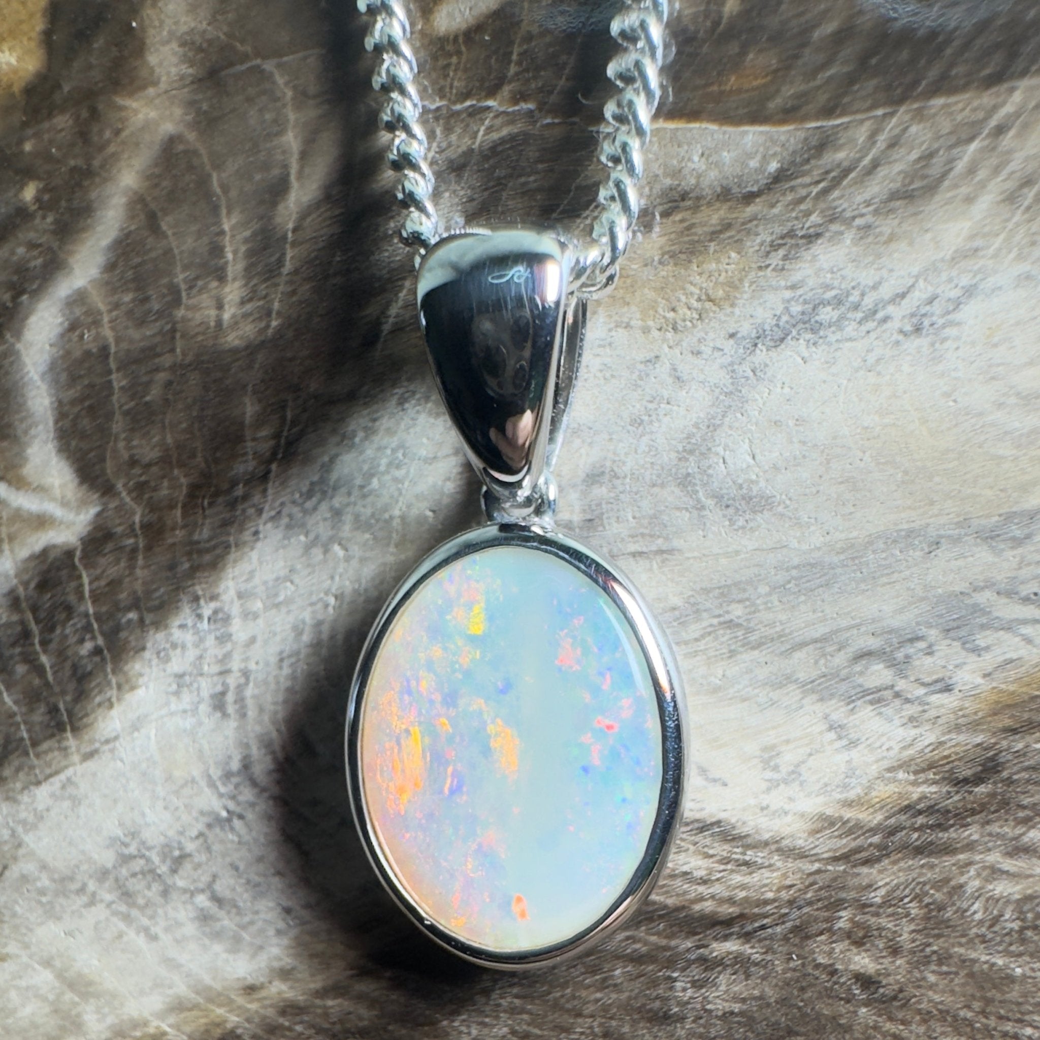 Nullarbor Dawnlight ~ 1.75ct Coober Pedy Opal 925 Silver Pendant