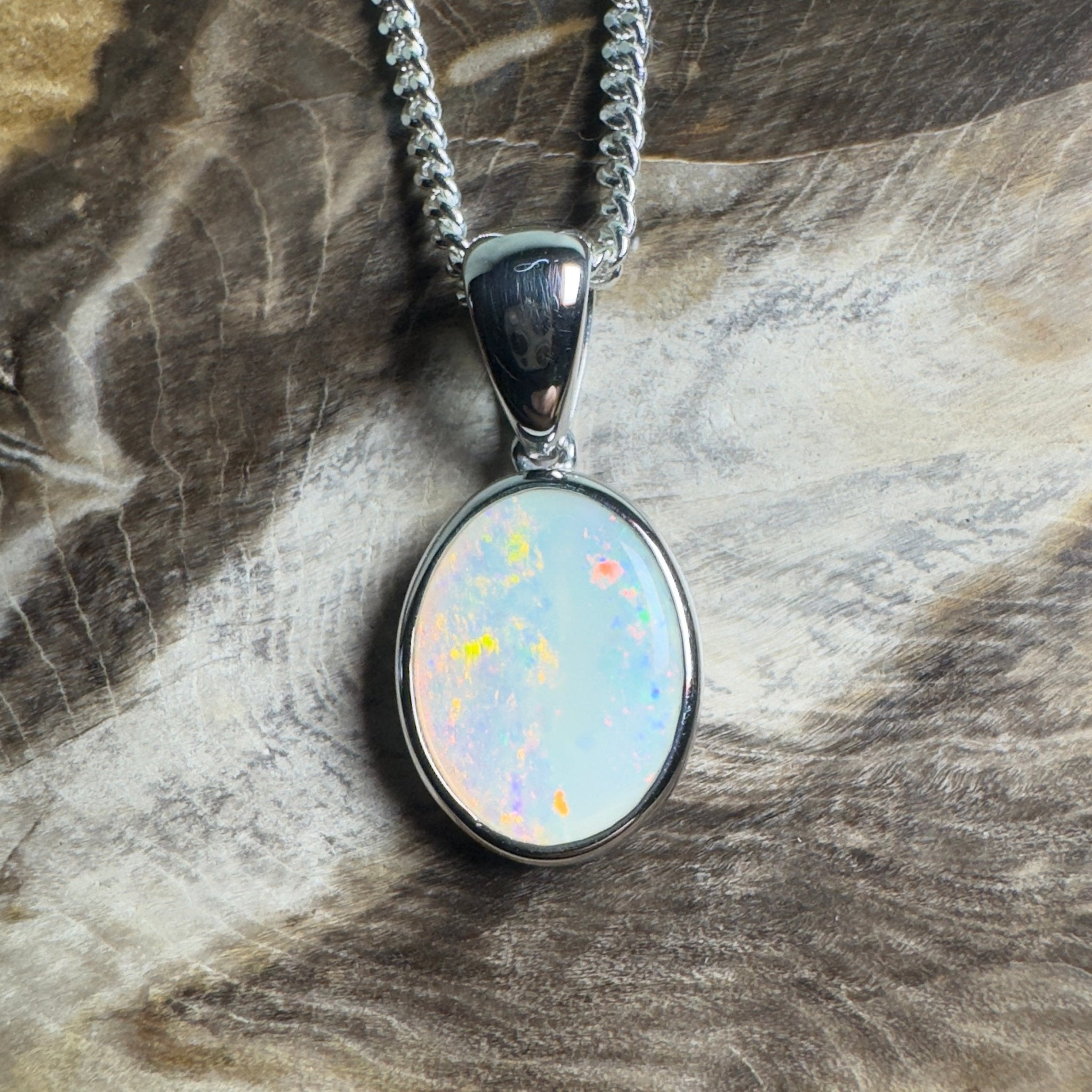 Nullarbor Dawnlight ~ 1.75ct Coober Pedy Opal 925 Silver Pendant
