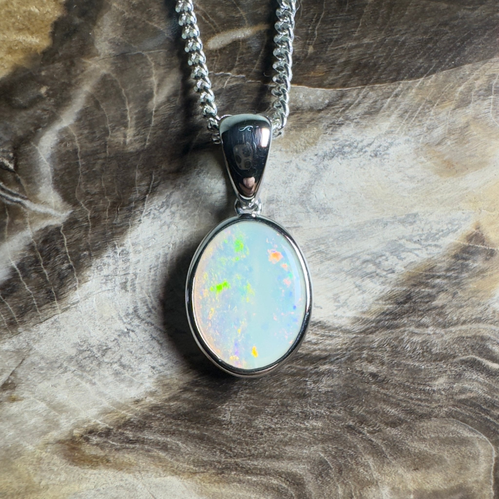 Nullarbor Dawnlight ~ 1.75ct Coober Pedy Opal 925 Silver Pendant