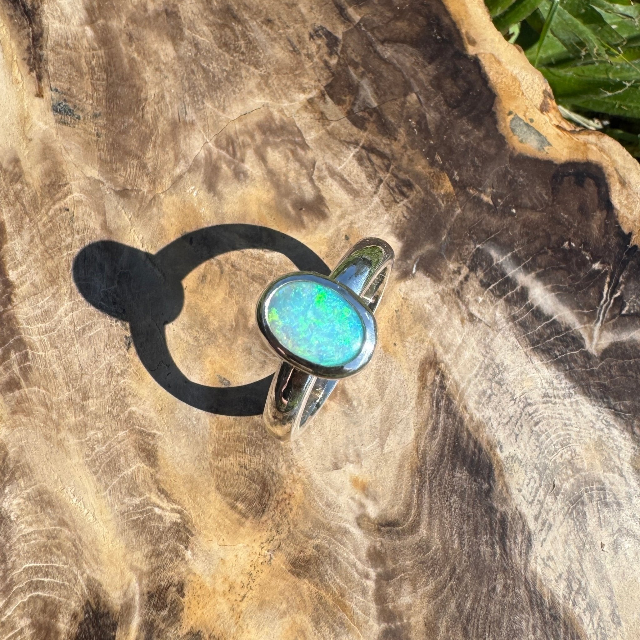 Ocean Bloom ~ 1.6ct Lightning Ridge Solid Light Opal Ring – Sterling Silver Radiance