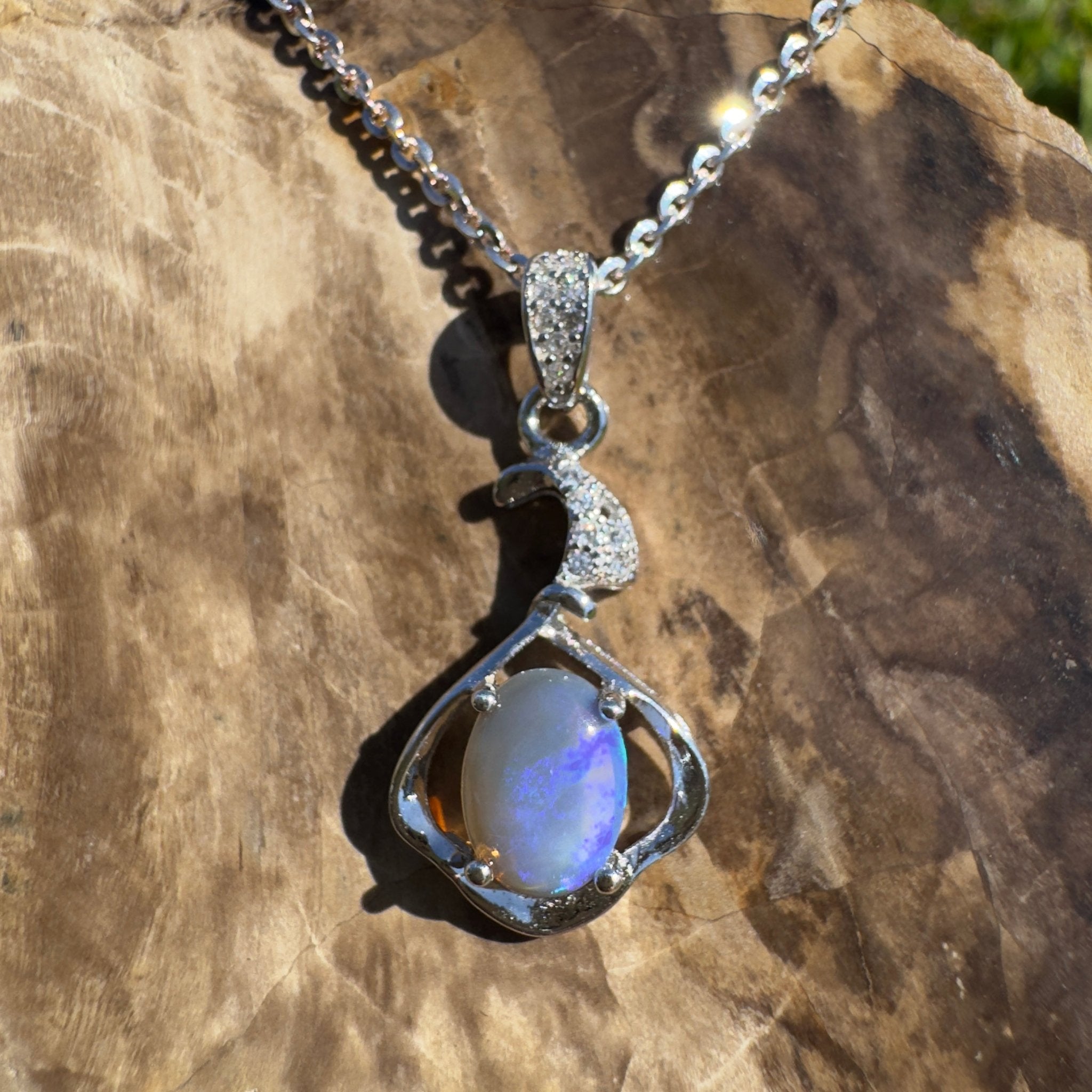 Ocean Road Afterlight ~ 0.8ct Lightning Ridge Opal 925 Silver Pendant