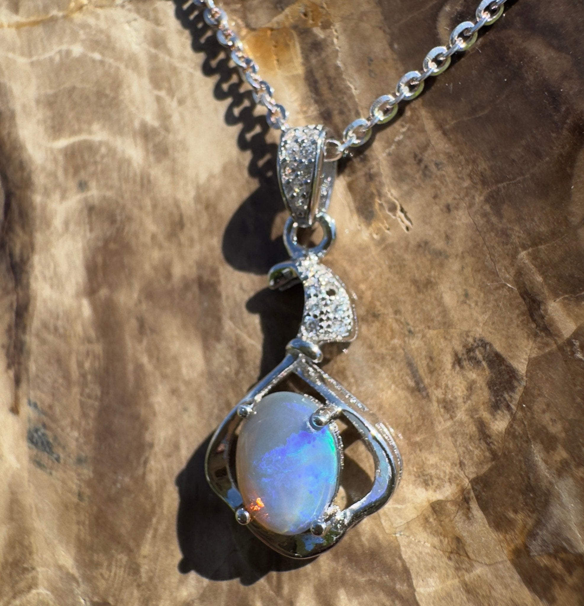 Ocean Road Afterlight ~ 0.8ct Lightning Ridge Opal 925 Silver Pendant