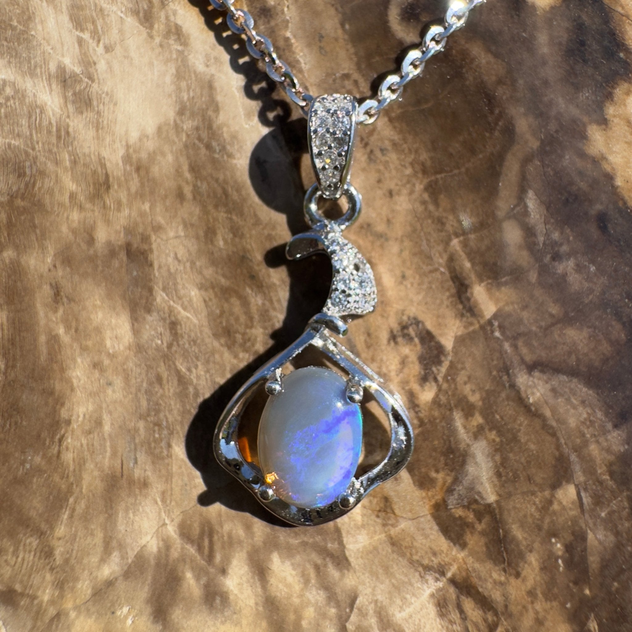 Ocean Road Afterlight ~ 0.8ct Lightning Ridge Opal 925 Silver Pendant