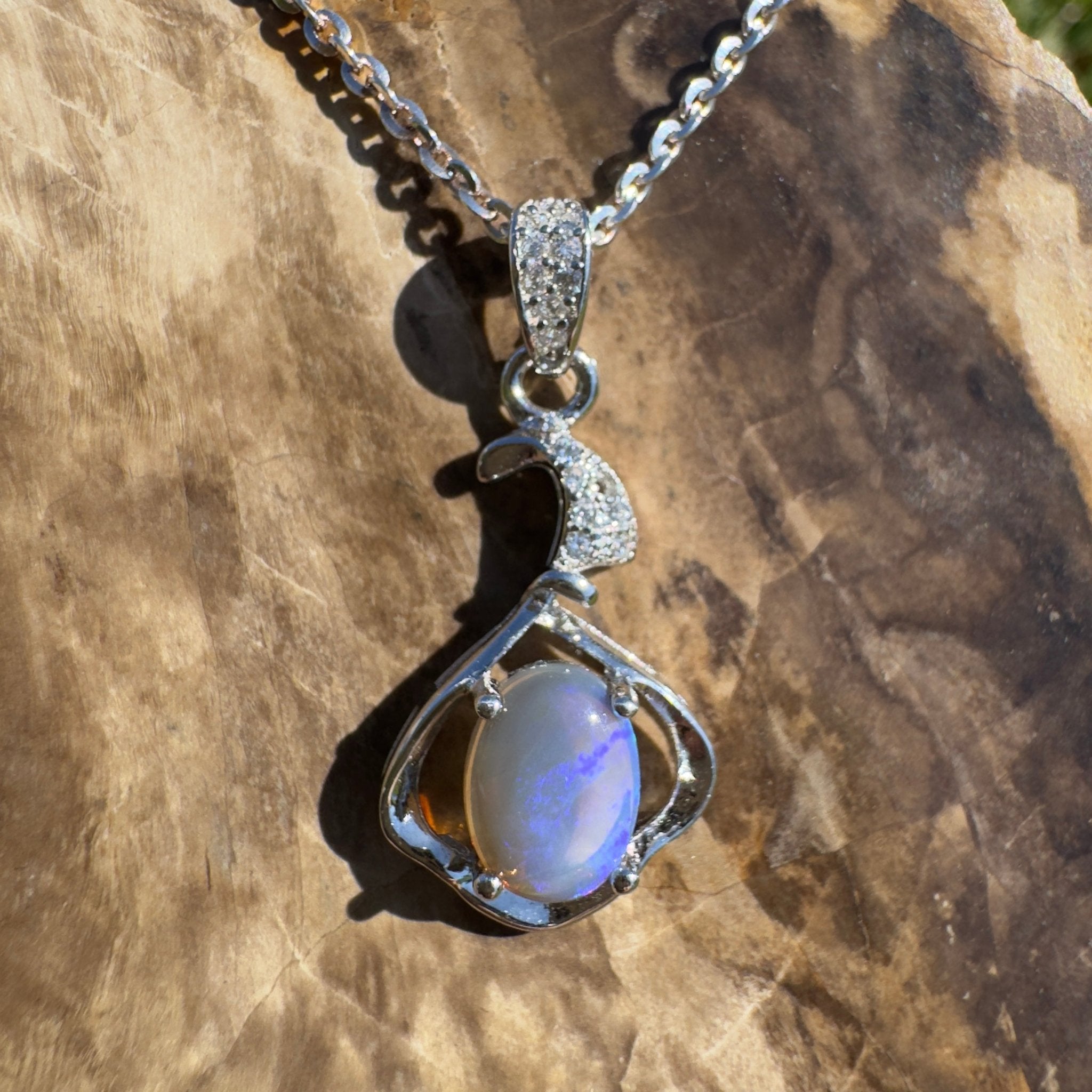 Ocean Road Afterlight ~ 0.8ct Lightning Ridge Opal 925 Silver Pendant