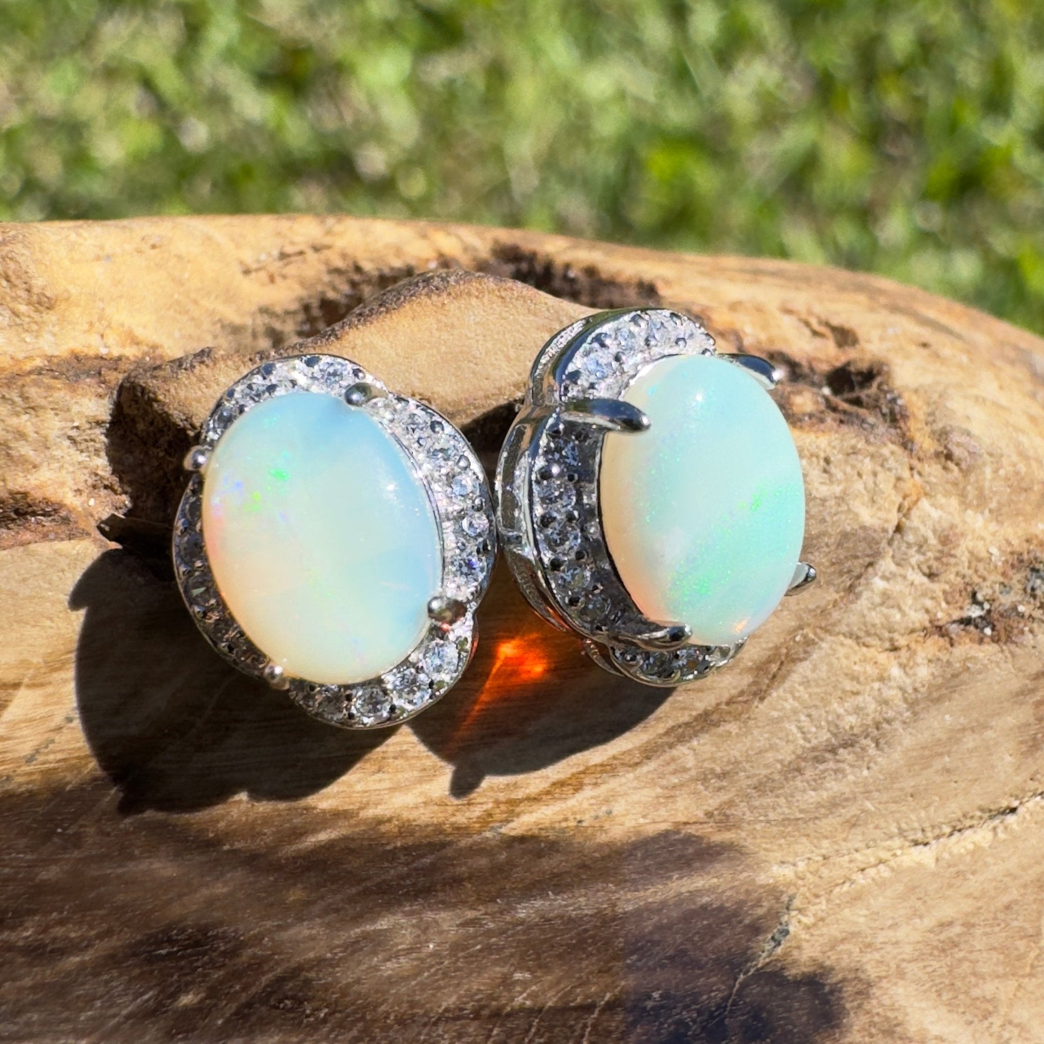 Ocean Road Mist ~ 1.4ct Solid Lightning Ridge Opal 925 Silver Earrings