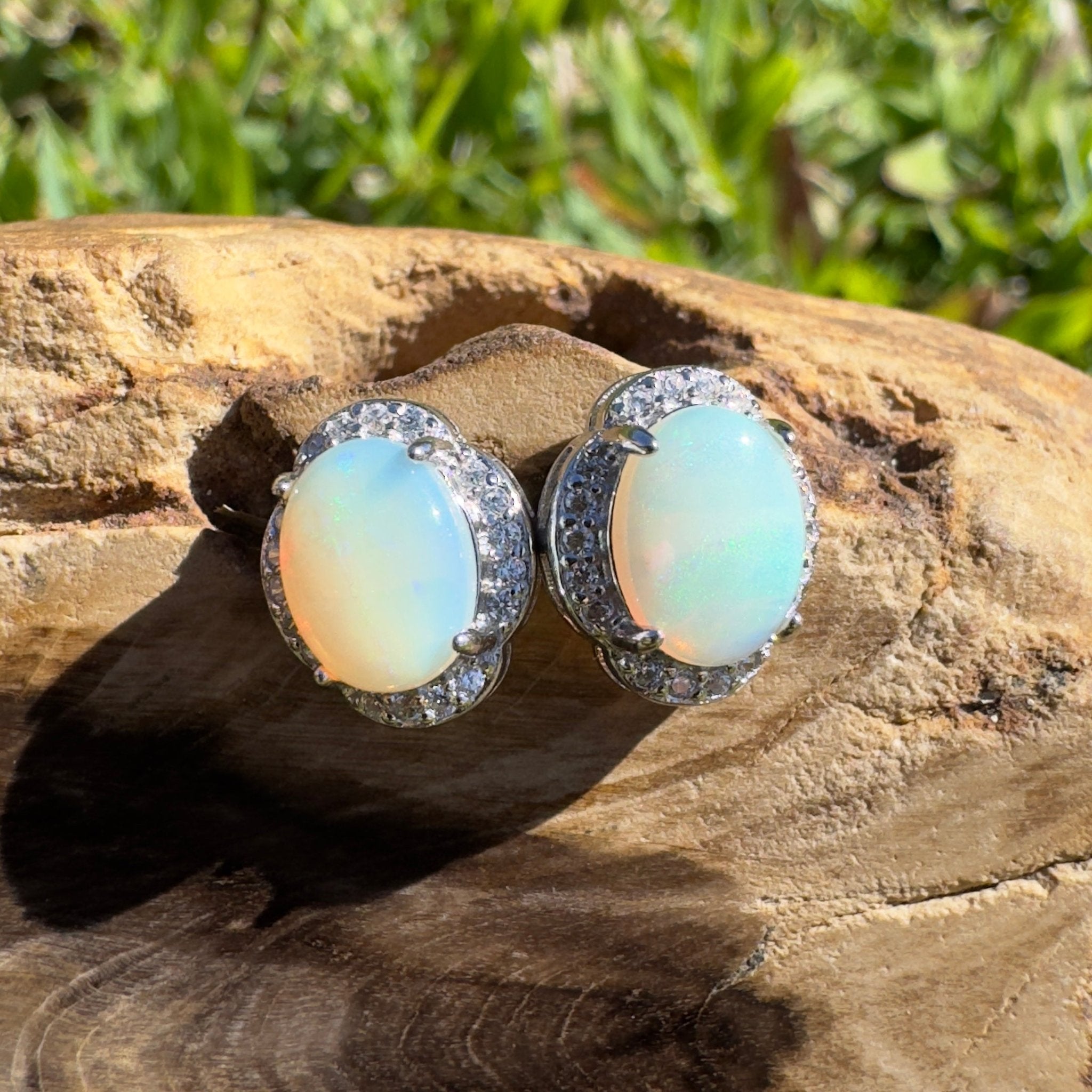 Ocean Road Mist ~ 1.4ct Solid Lightning Ridge Opal 925 Silver Earrings