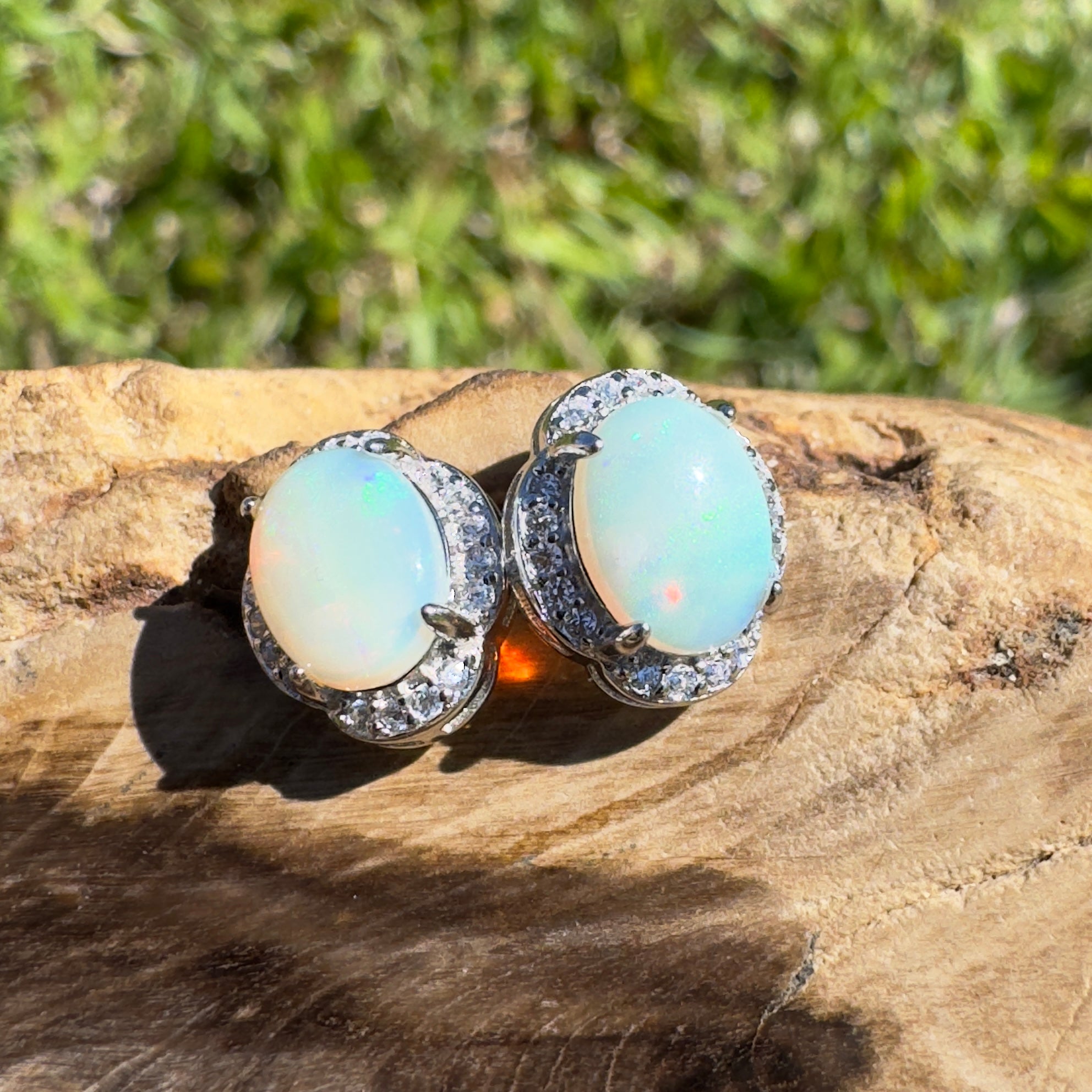 Ocean Road Mist ~ 1.4ct Solid Lightning Ridge Opal 925 Silver Earrings