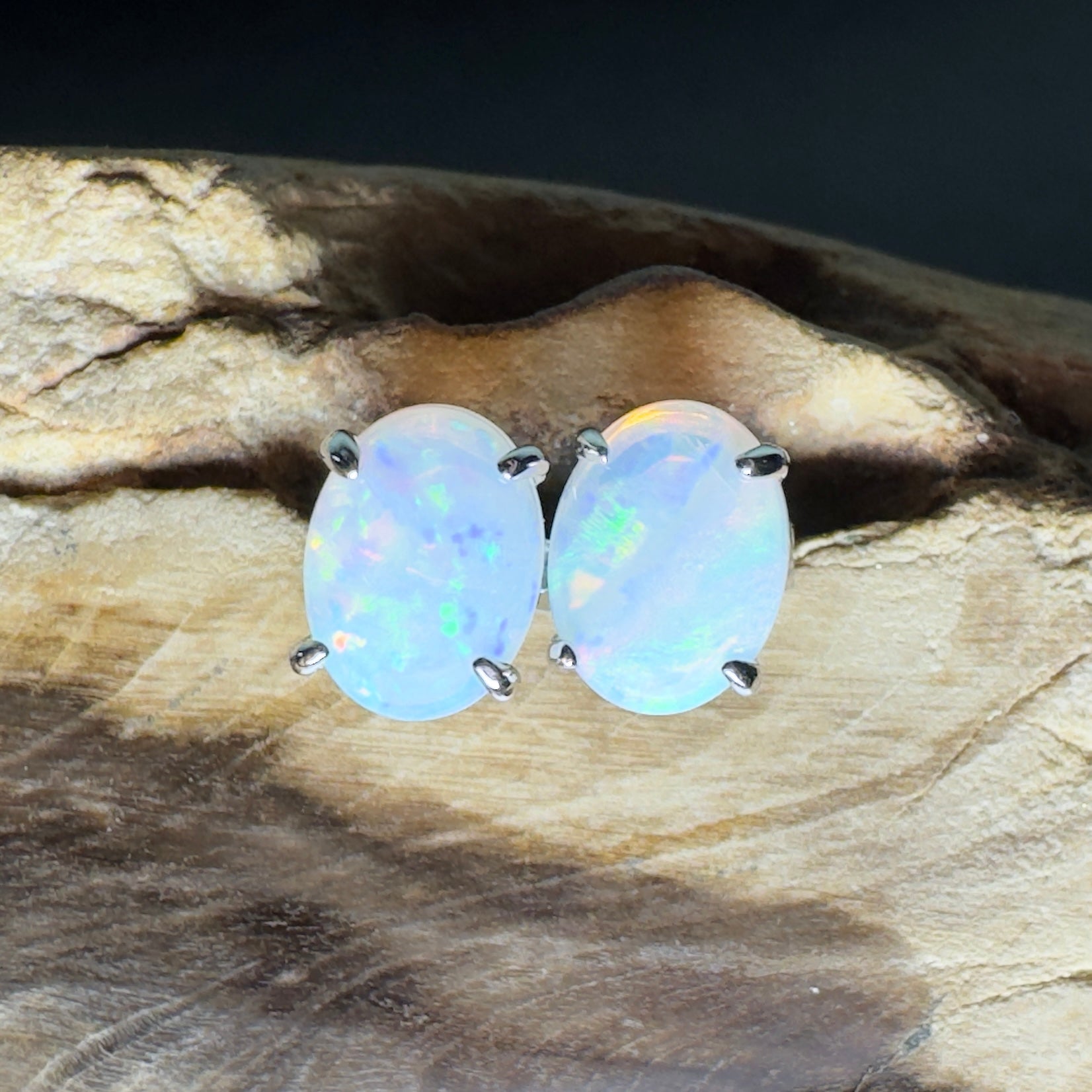 Oodna Glow Studs - 1.6ct Coober Pedy Opal 925 Silver Earrings