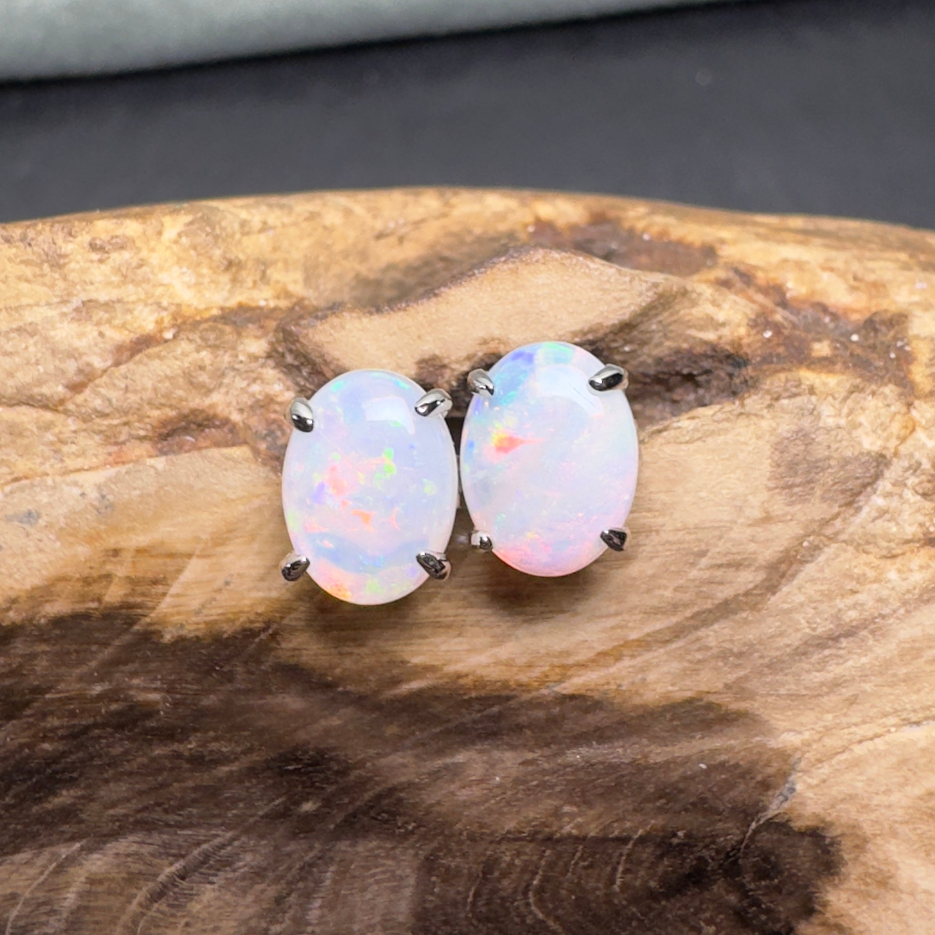 Oodna Glow Studs - 1.6ct Coober Pedy Opal 925 Silver Earrings