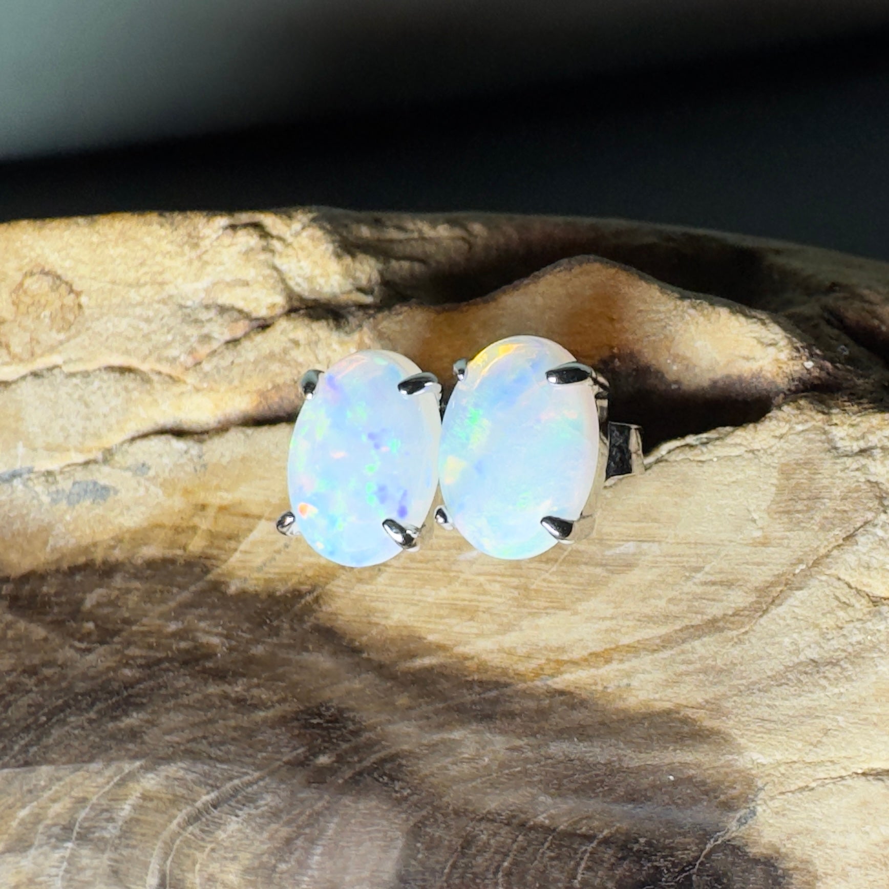 Oodna Glow Studs - 1.6ct Coober Pedy Opal 925 Silver Earrings