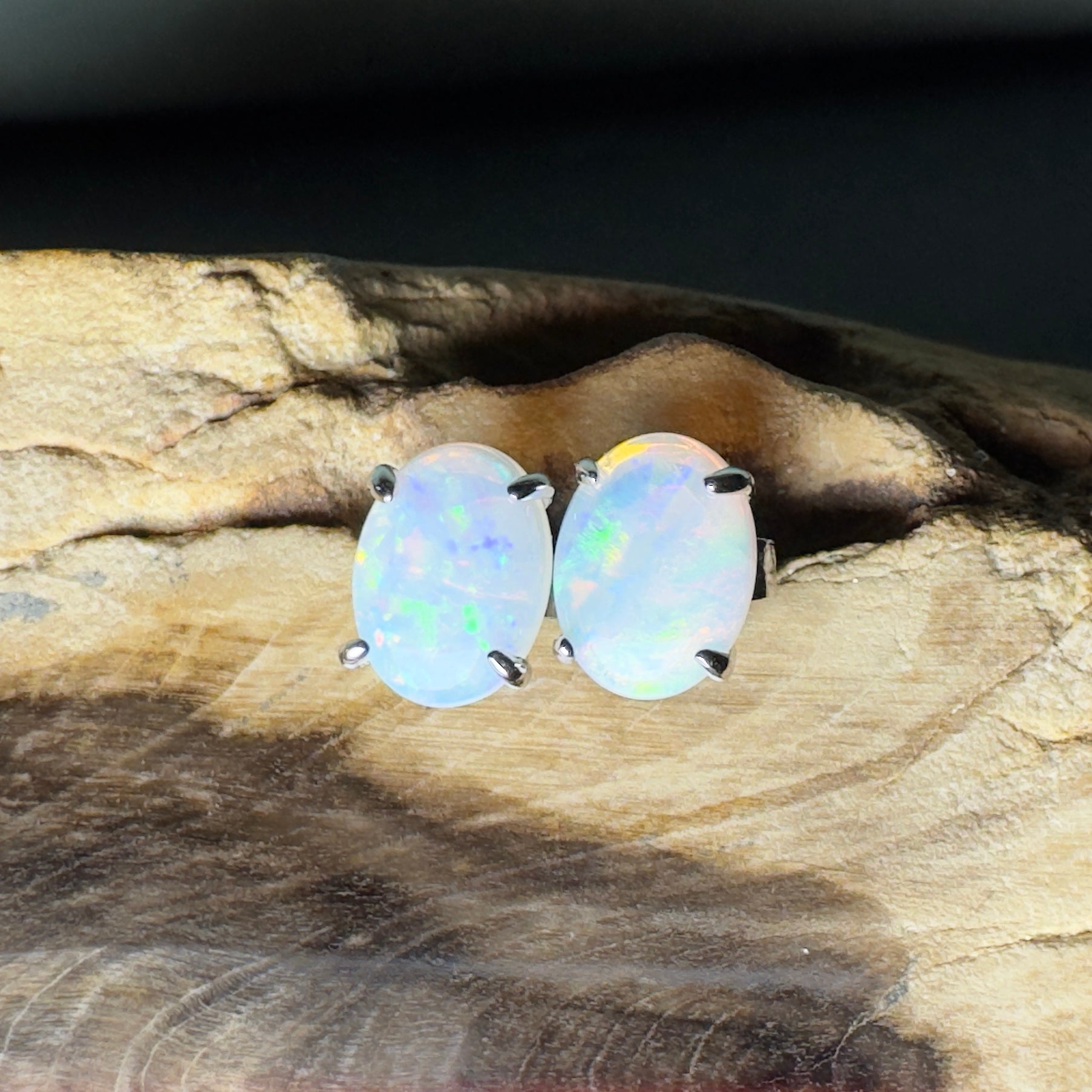 Oodna Glow Studs - 1.6ct Coober Pedy Opal 925 Silver Earrings