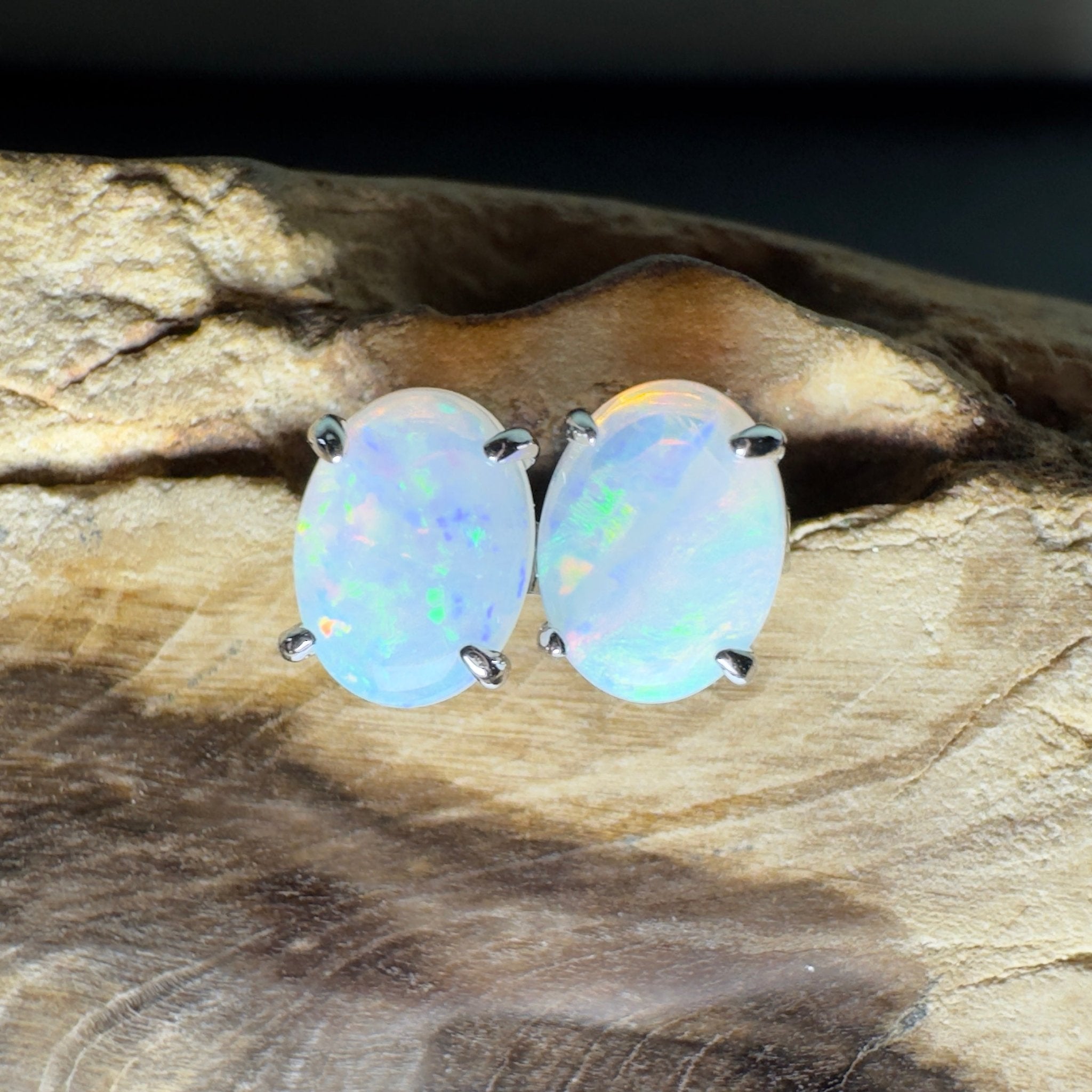 Oodna Glow Studs - 1.6ct Coober Pedy Opal 925 Silver Earrings