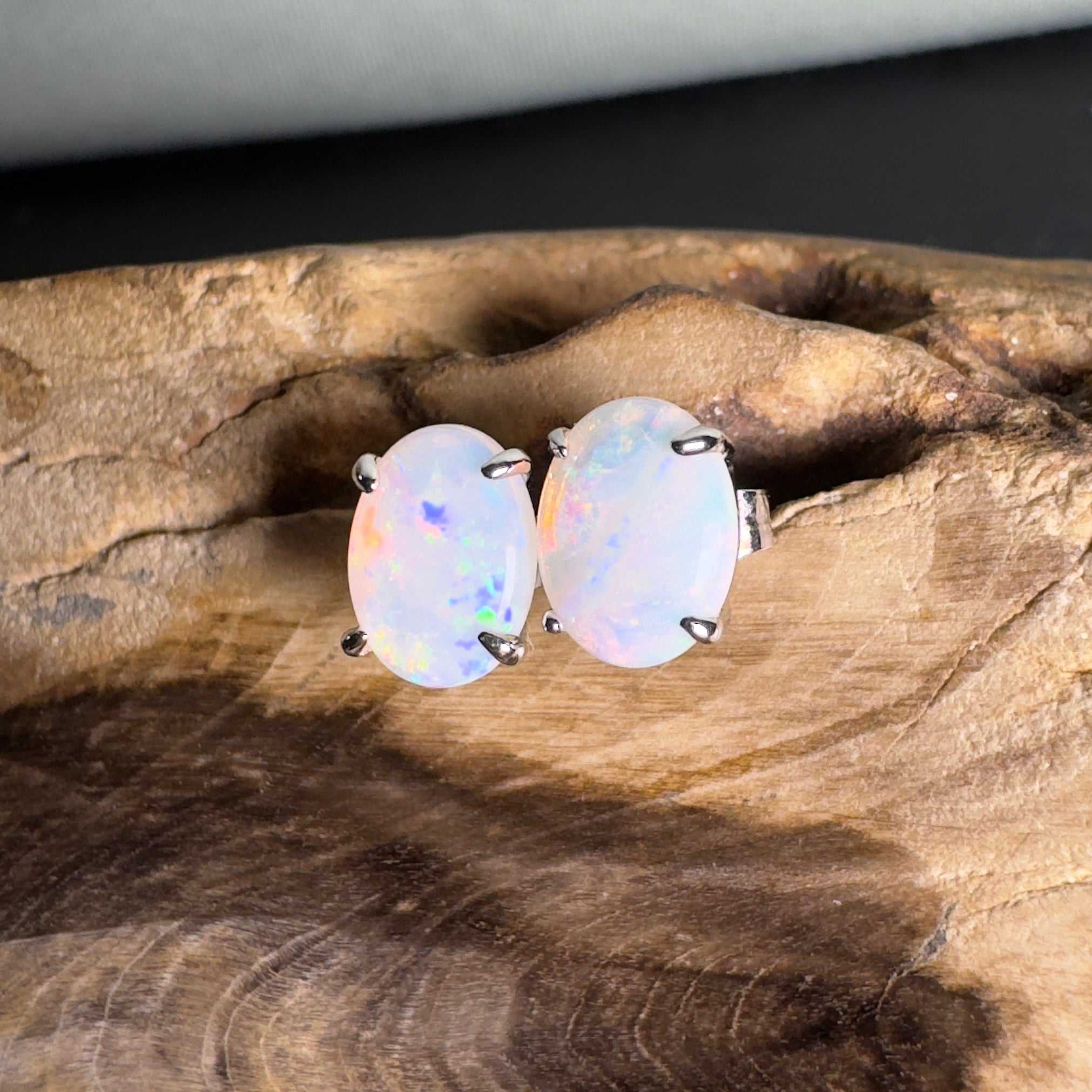 Oodna Glow Studs - 1.6ct Coober Pedy Opal 925 Silver Earrings