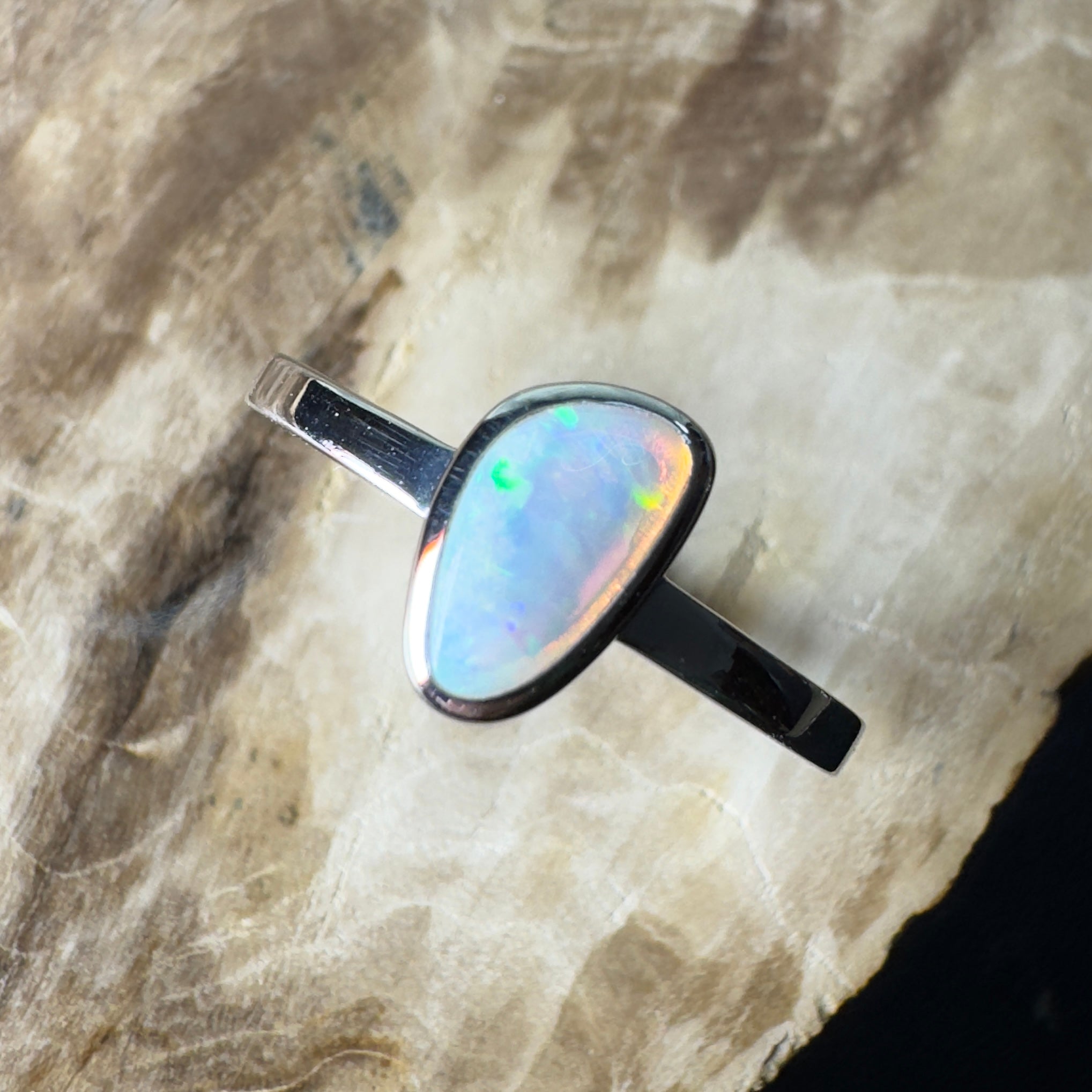 Oodnadatta Light ~ 0.5ct Solid Coober Pedy Opal 925 Silver Ring