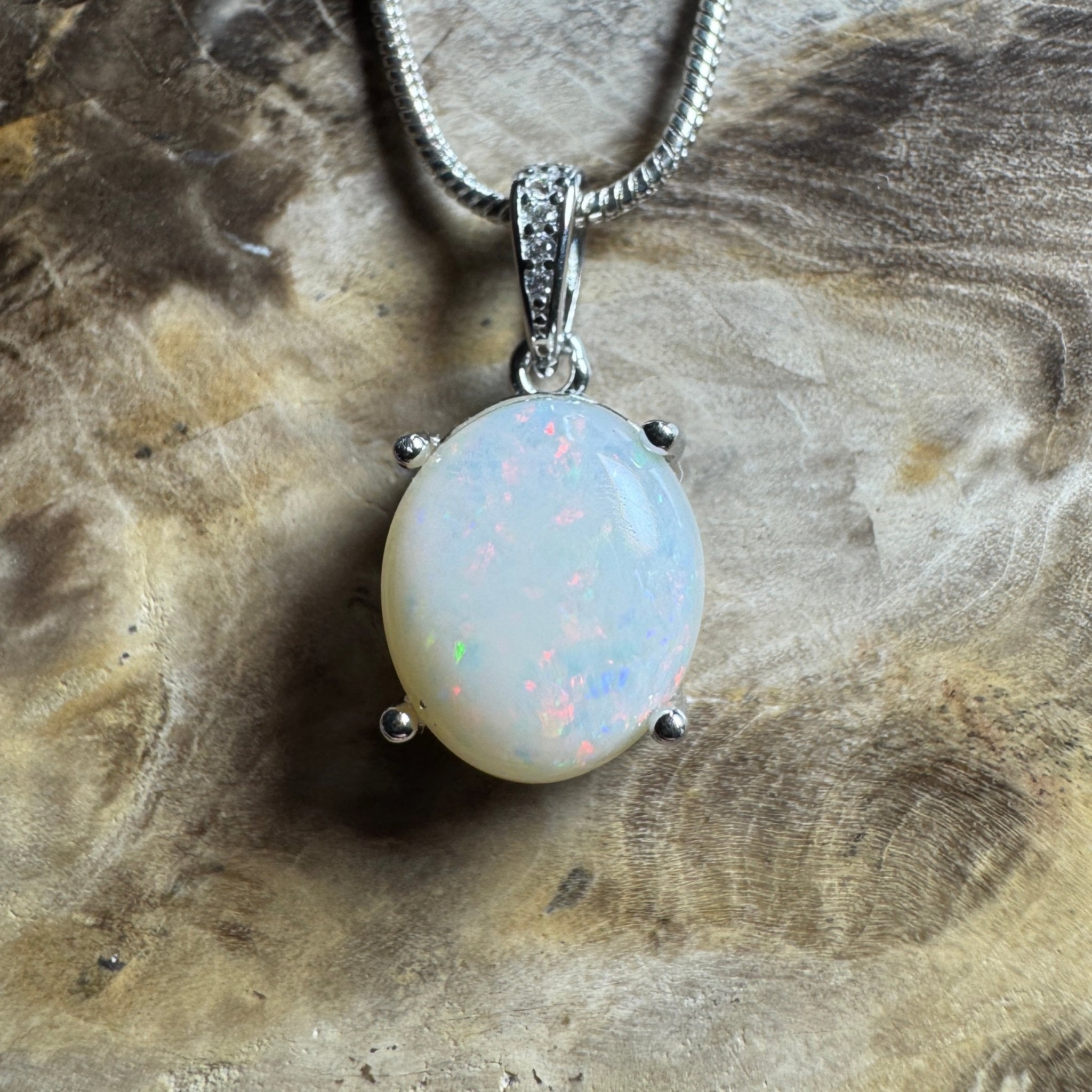 Opal Drift ~ 2.1ct Solid Coober Pedy Opal 925 Sterling Silver Pendant Necklace