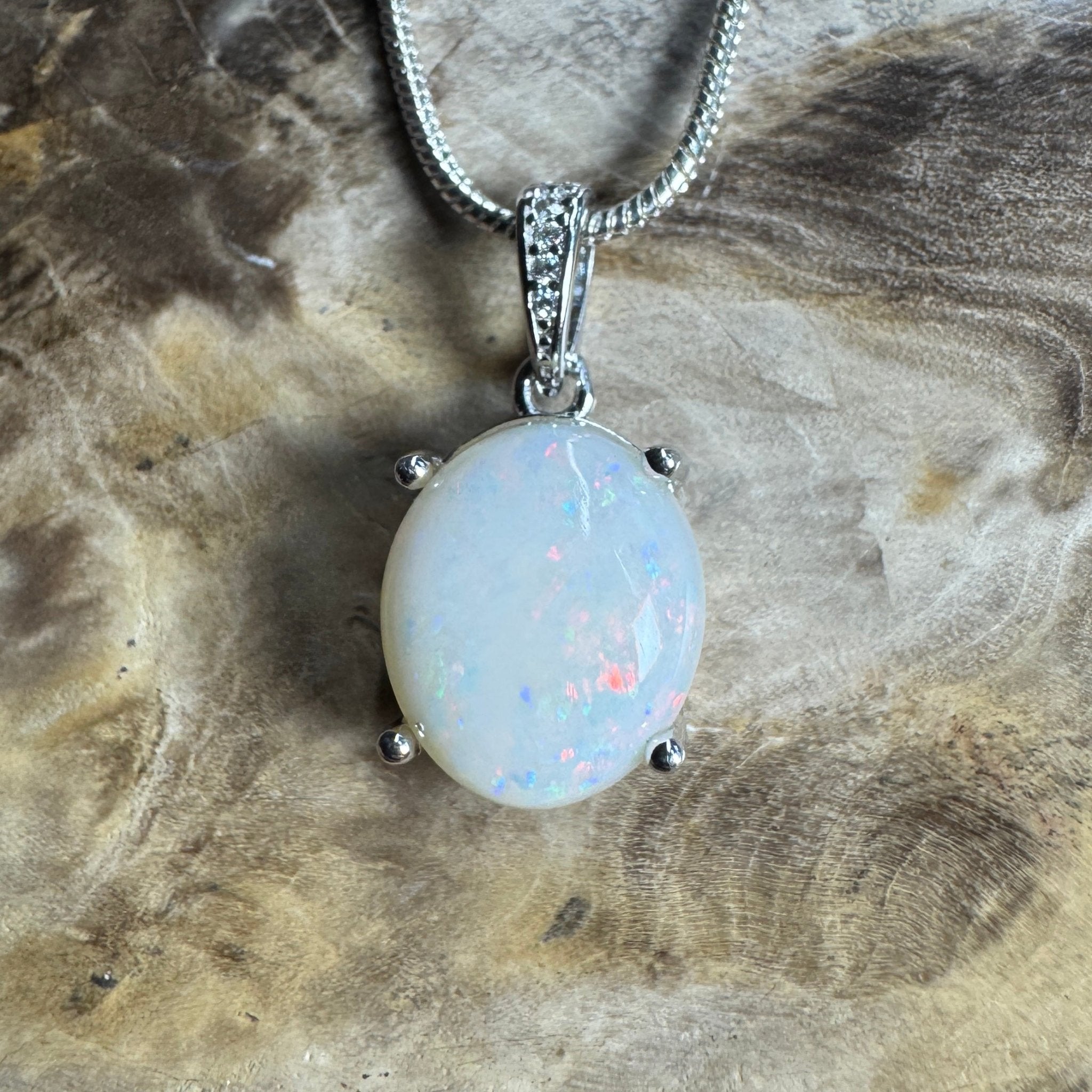 Opal Drift ~ 2.1ct Solid Coober Pedy Opal 925 Sterling Silver Pendant Necklace