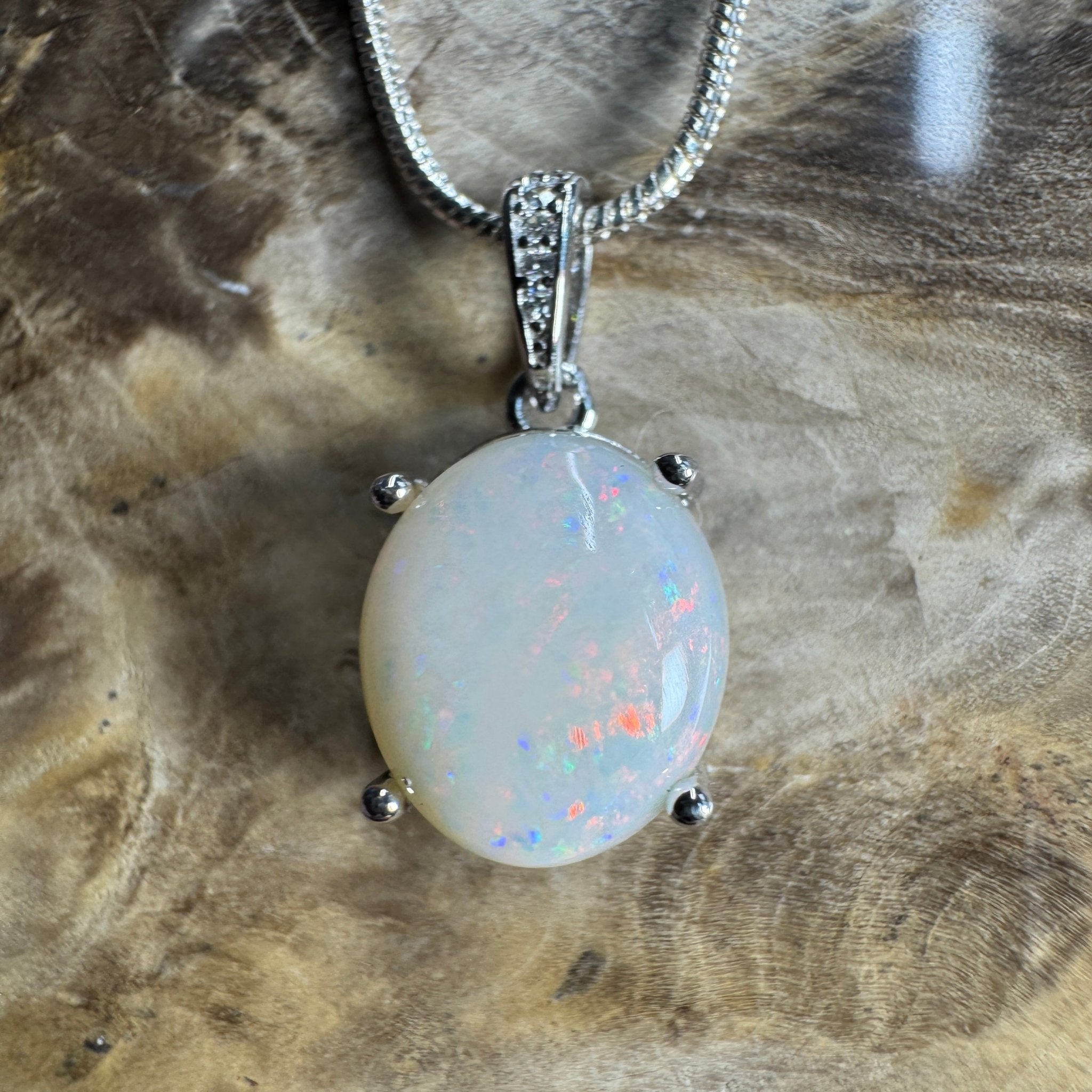 Opal Drift ~ 2.1ct Solid Coober Pedy Opal 925 Sterling Silver Pendant Necklace