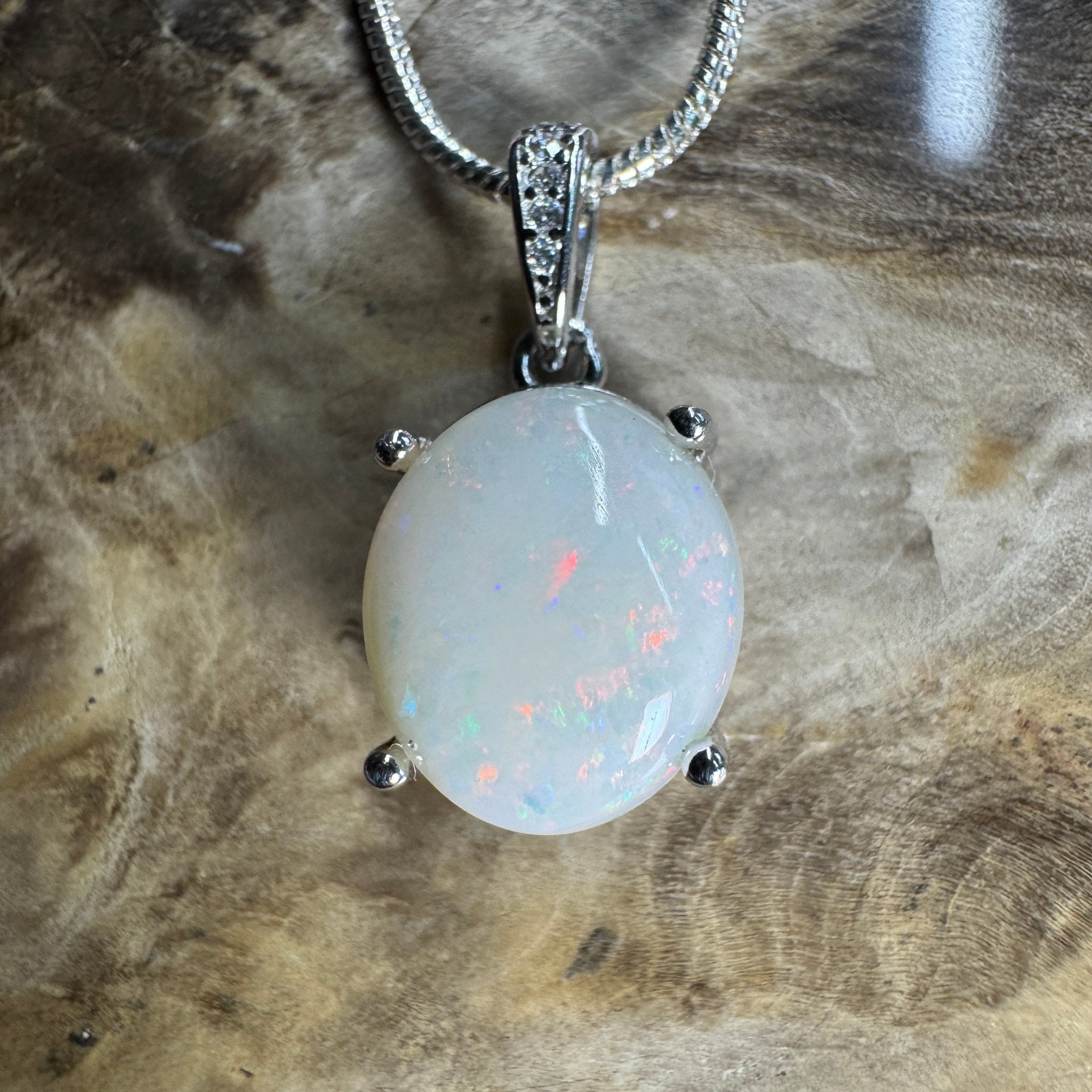 Opal Drift ~ 2.1ct Solid Coober Pedy Opal 925 Sterling Silver Pendant Necklace