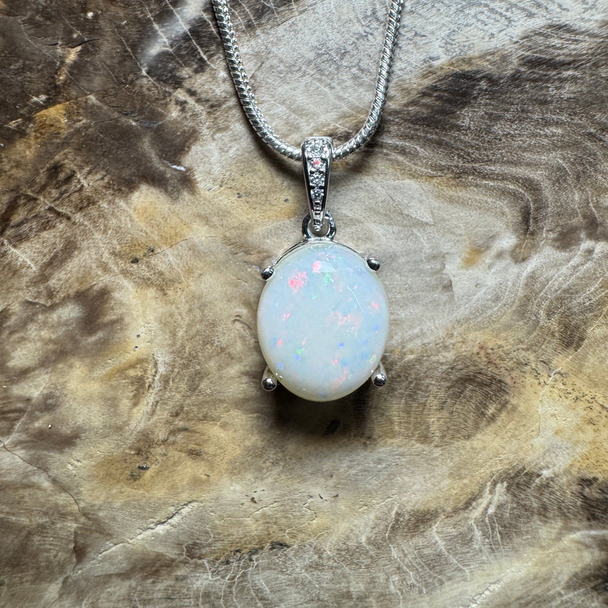Opal Drift ~ 2.1ct Solid Coober Pedy Opal 925 Sterling Silver Pendant Necklace