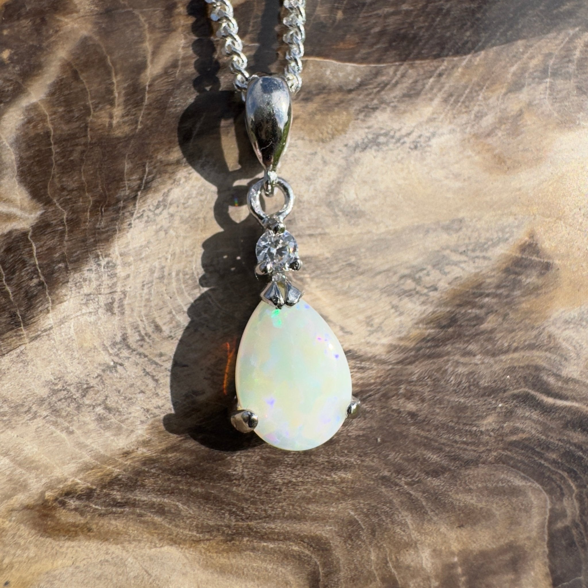 Opal Sky ~ 1.2ct Solid Coober Pedy Opal 925 Sterling Silver Pendant Necklace