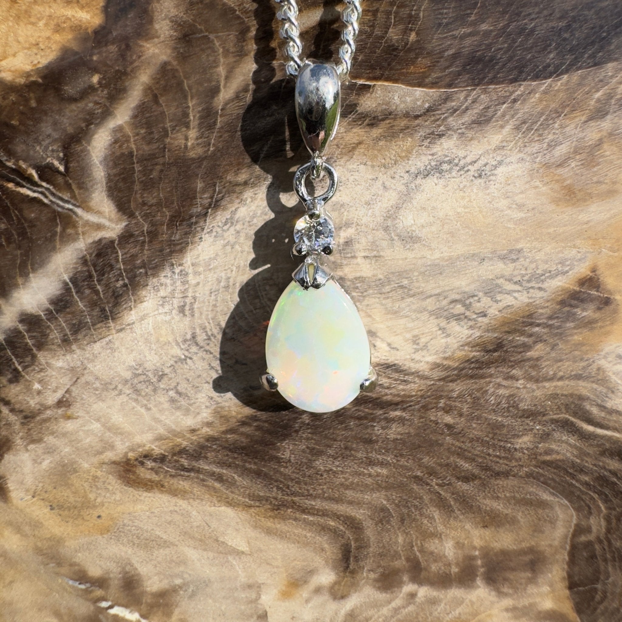 Opal Sky ~ 1.2ct Solid Coober Pedy Opal 925 Sterling Silver Pendant Necklace