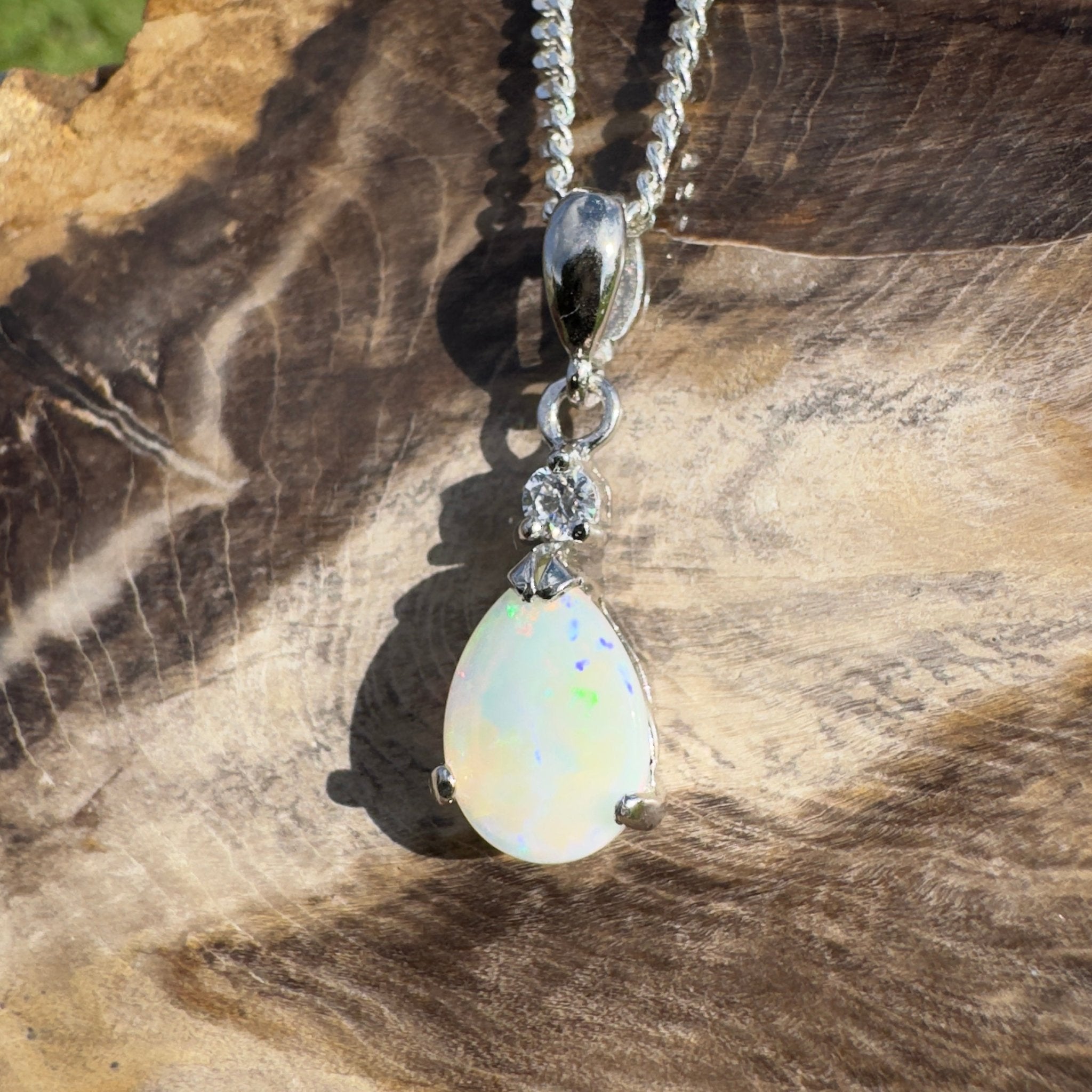 Opal Sky ~ 1.2ct Solid Coober Pedy Opal 925 Sterling Silver Pendant Necklace