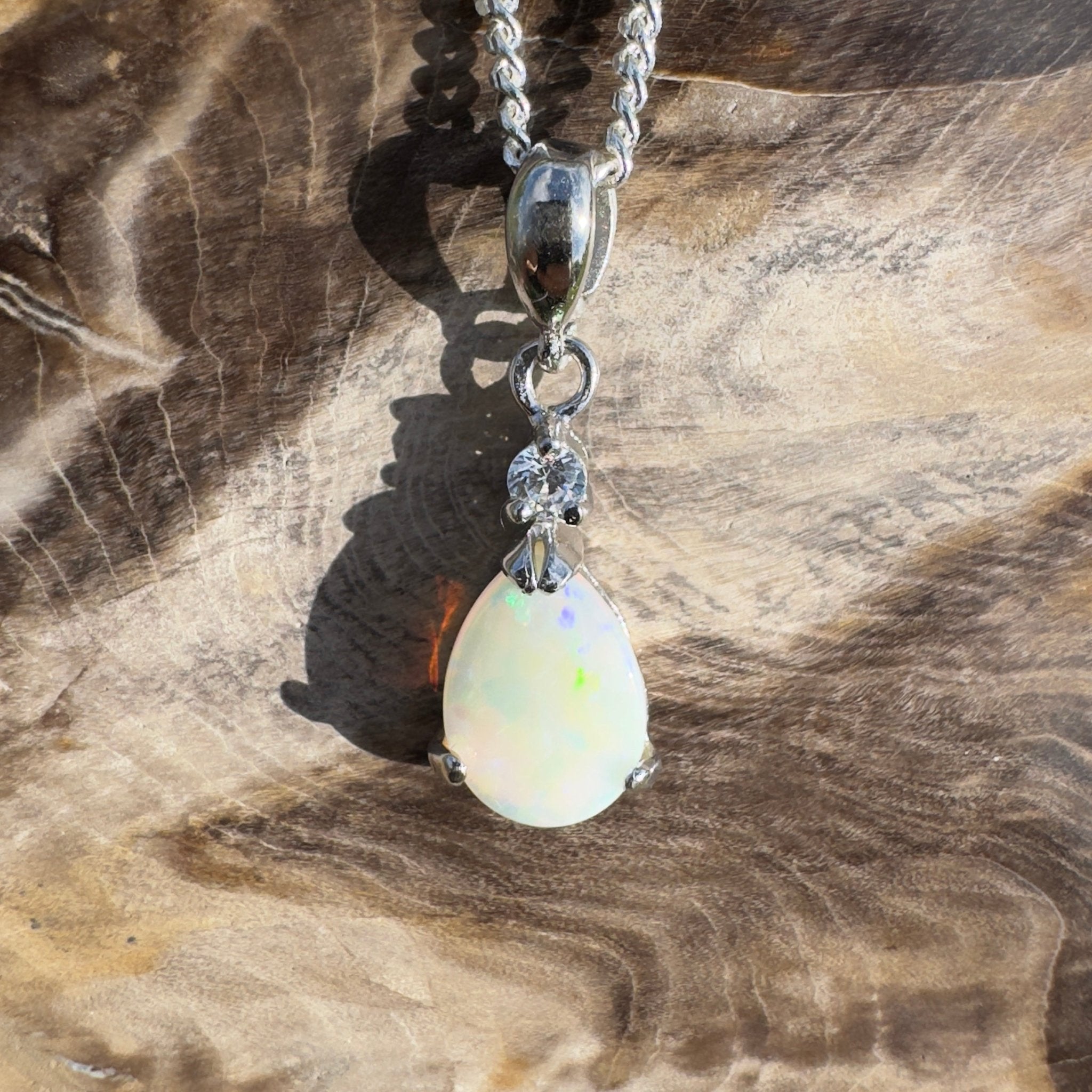 Opal Sky ~ 1.2ct Solid Coober Pedy Opal 925 Sterling Silver Pendant Necklace