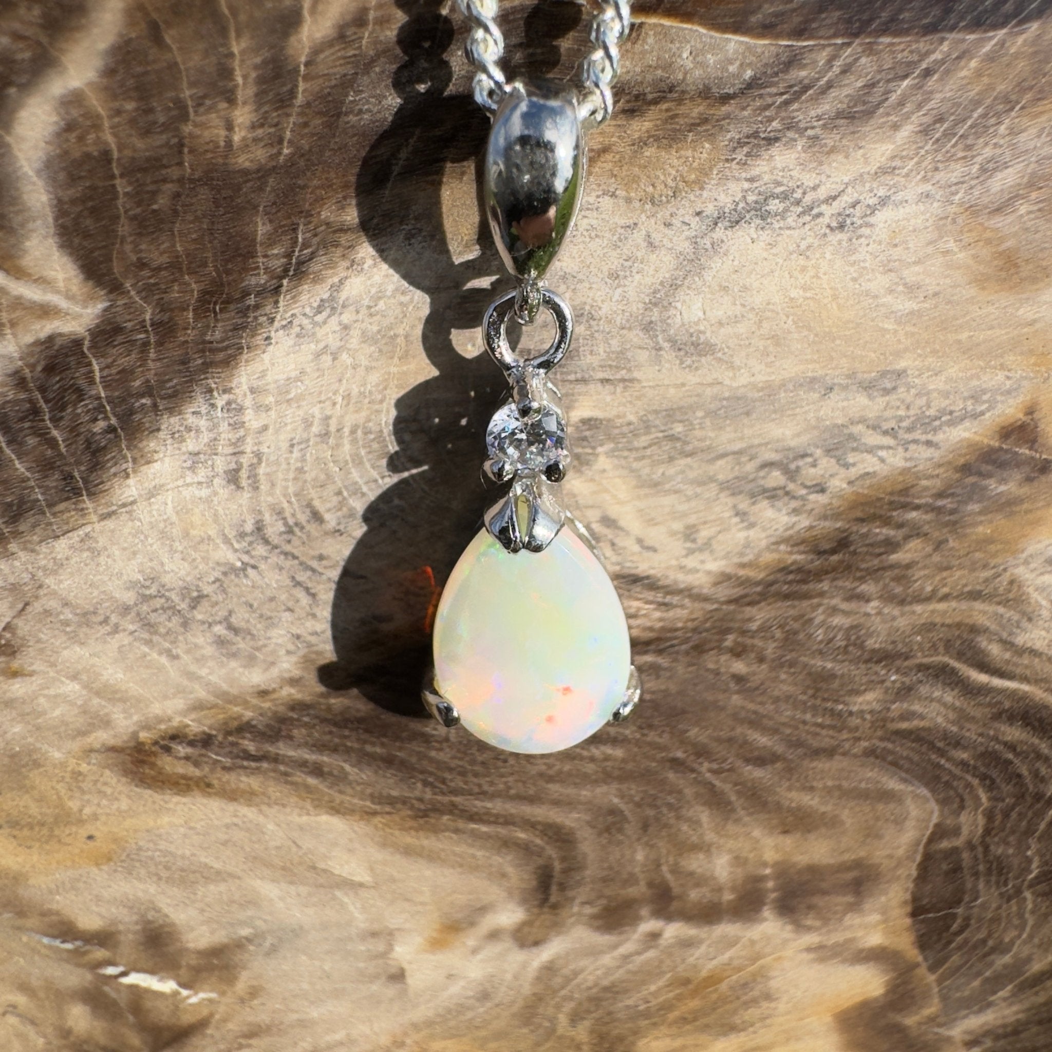 Opal Sky ~ 1.2ct Solid Coober Pedy Opal 925 Sterling Silver Pendant Necklace