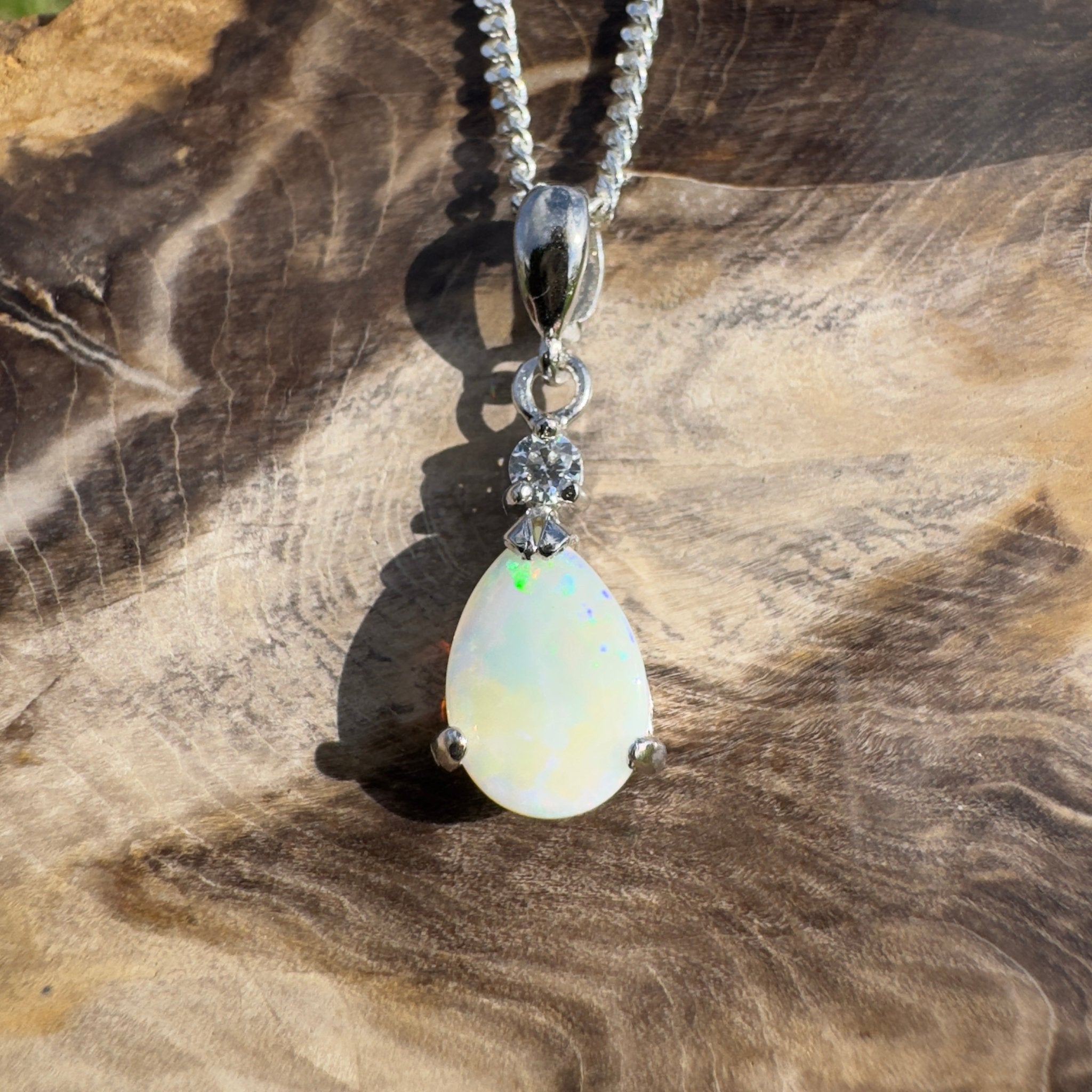 Opal Sky ~ 1.2ct Solid Coober Pedy Opal 925 Sterling Silver Pendant Necklace