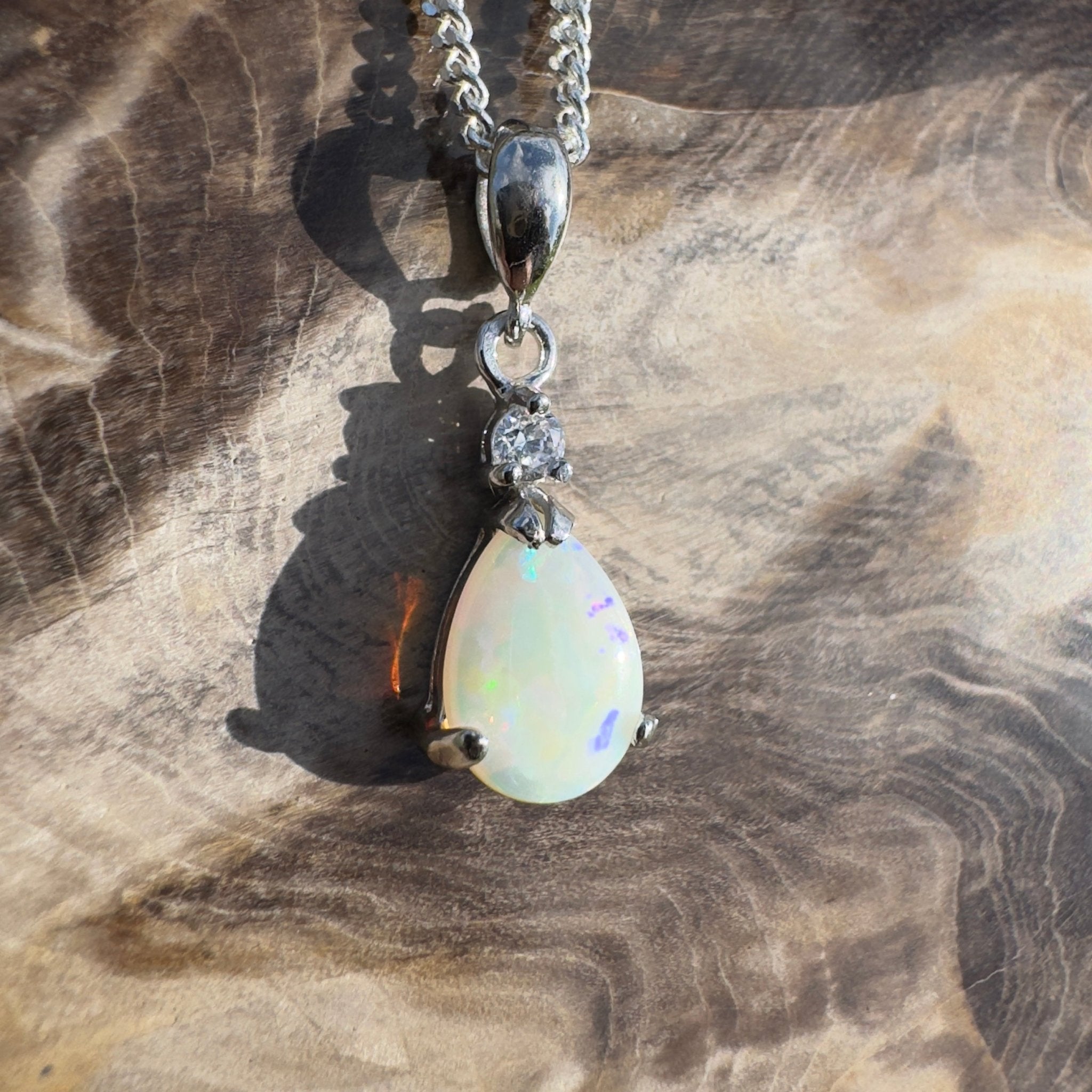 Opal Sky ~ 1.2ct Solid Coober Pedy Opal 925 Sterling Silver Pendant Necklace