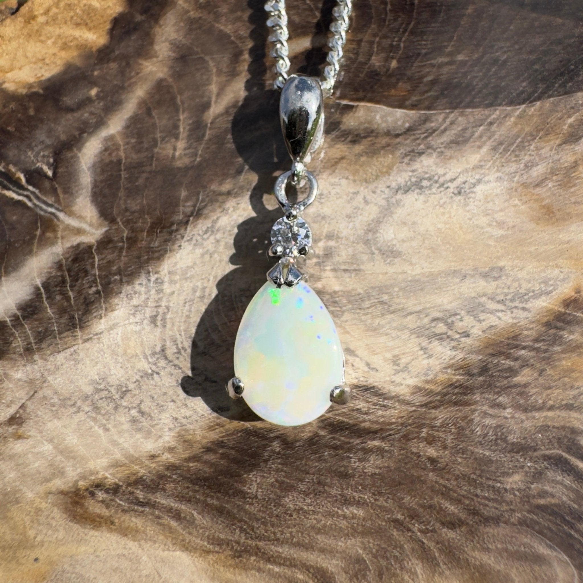 Opal Sky ~ 1.2ct Solid Coober Pedy Opal 925 Sterling Silver Pendant Necklace