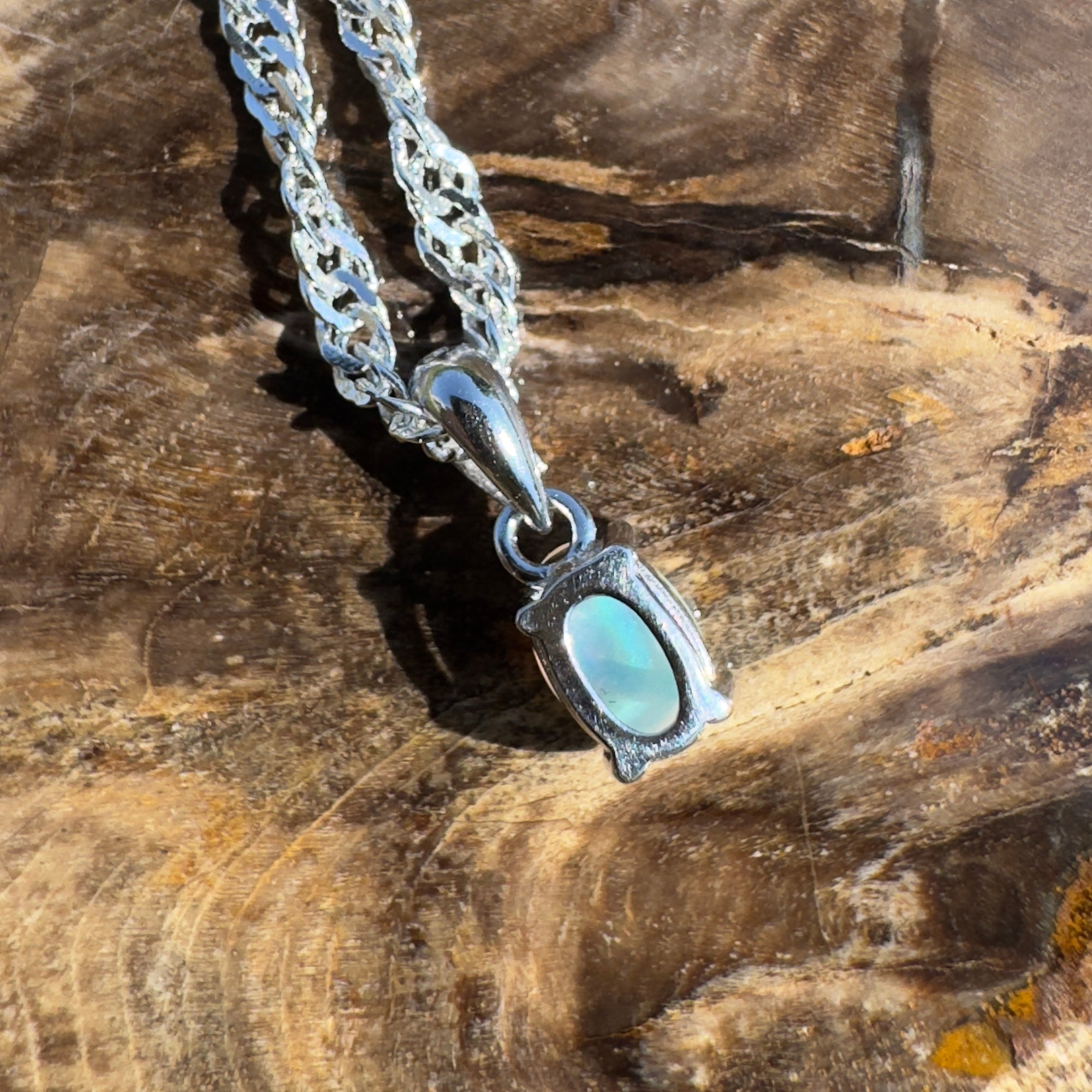 Ormiston Vale ~ 0.3ct Lightning Ridge Opal 925 Silver Pendant