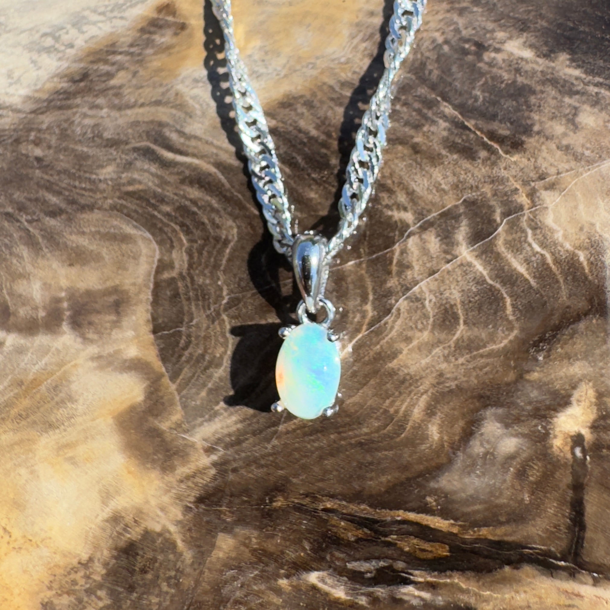Ormiston Vale ~ 0.3ct Lightning Ridge Opal 925 Silver Pendant