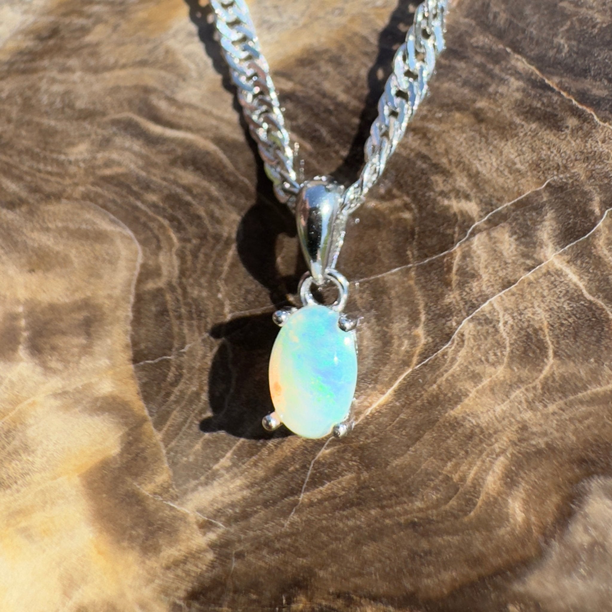Ormiston Vale ~ 0.3ct Lightning Ridge Opal 925 Silver Pendant
