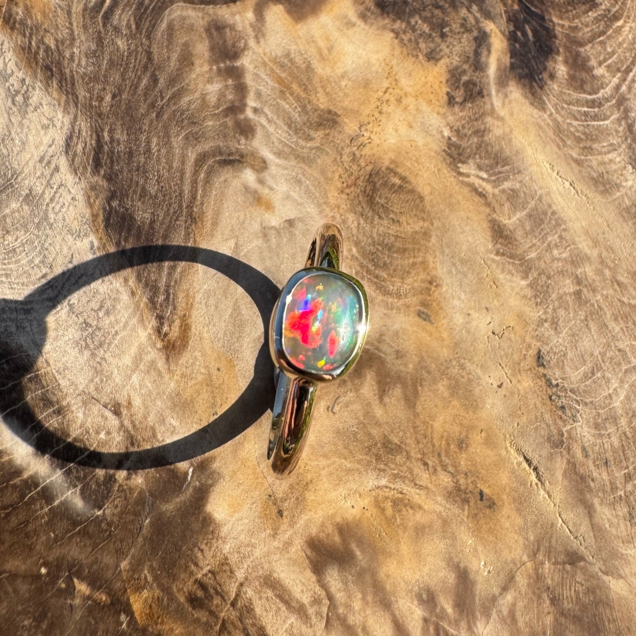 Orpheus Light ~ 0.7ct Solid Lightning Ridge Opal 9ct Yellow Gold Ring