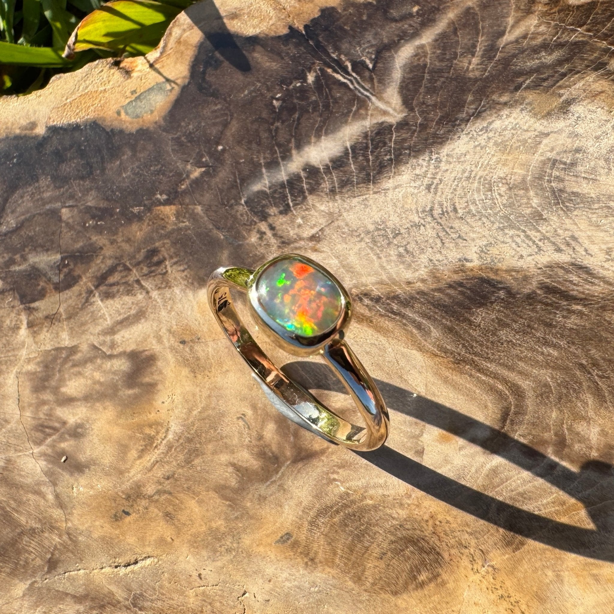 Orpheus Light ~ 0.7ct Solid Lightning Ridge Opal 9ct Yellow Gold Ring