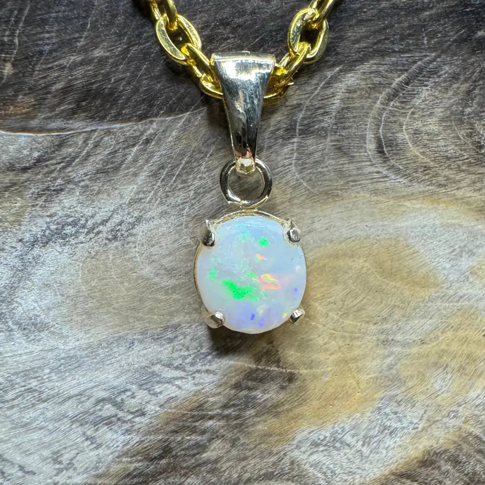 Opal pendant with gold chain from Outback Dreams handcrafted 9ct solid gold and Coober Pedy opal