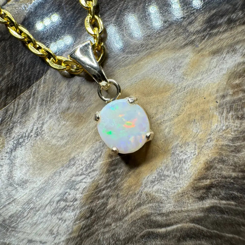 Handcrafted 9ct solid gold Coober Pedy opal pendant necklace in Outback Dreams collection