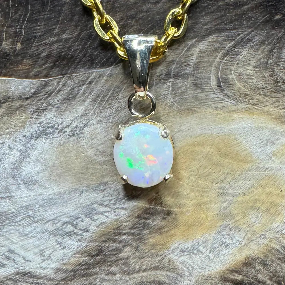 Opal pendant with gold chain from Outback Dreams handcrafted 9ct solid gold 0.8ct Coober Pedy Opal