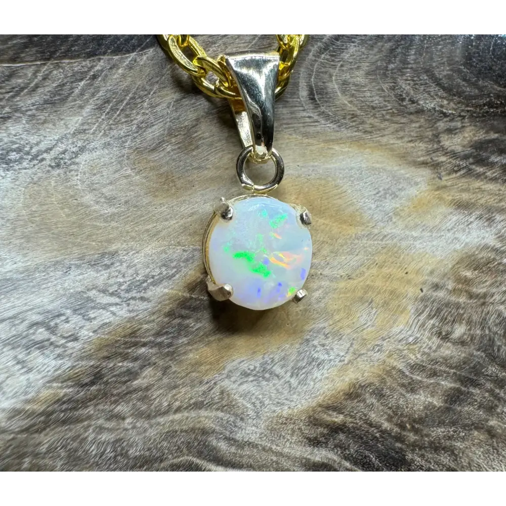 Opal pendant with gold chain from Outback Dreams featuring a handcrafted 9ct solid gold Coober Pedy opal