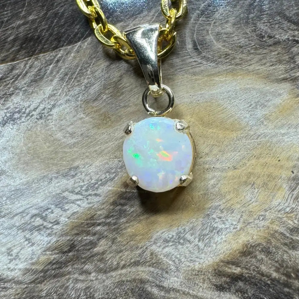 Opal pendant with gold chain from Outback Dreams featuring Coober Pedy opal and 9ct gold